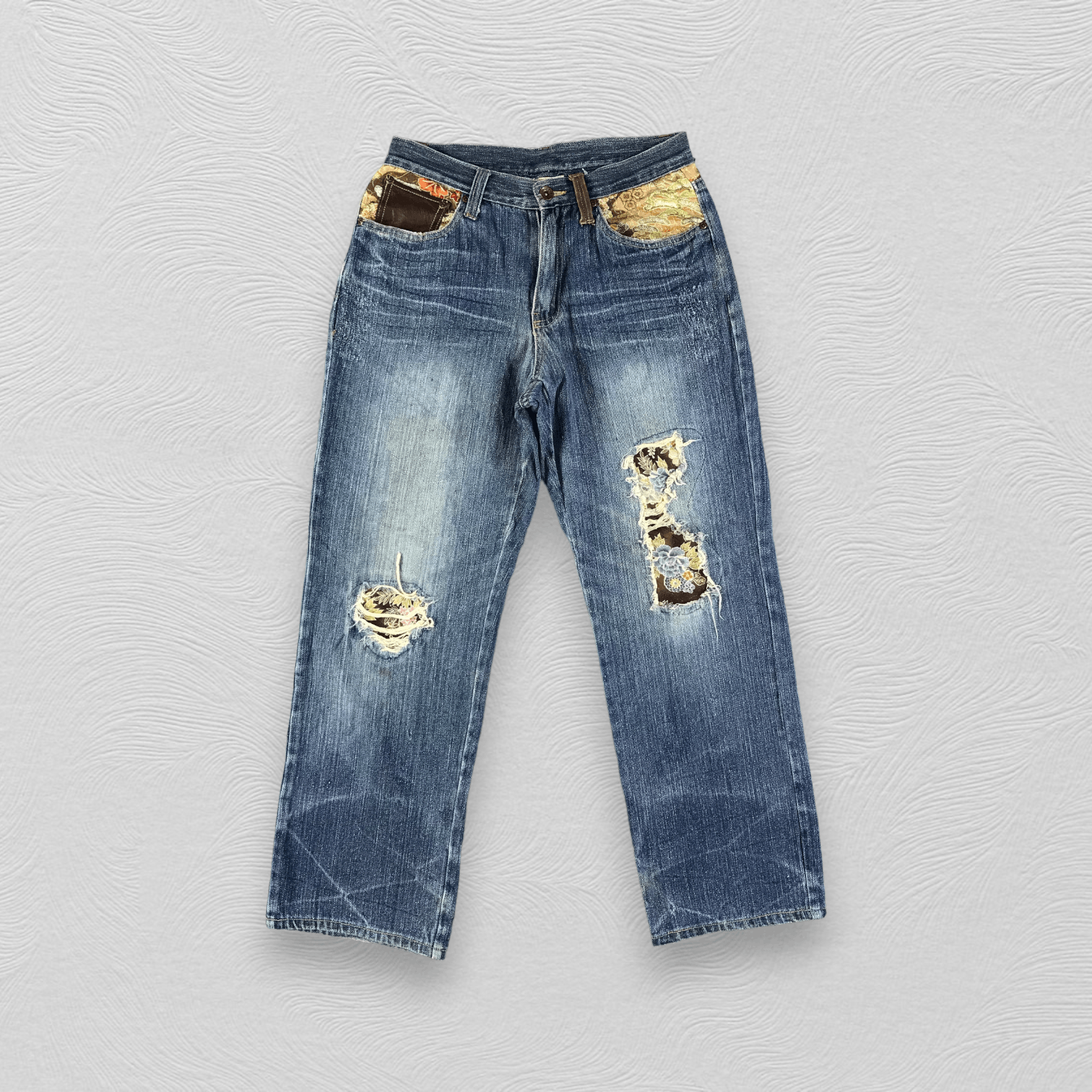 Vintage Japanese Jeans Patchwork Distressed Denim KJ1809
