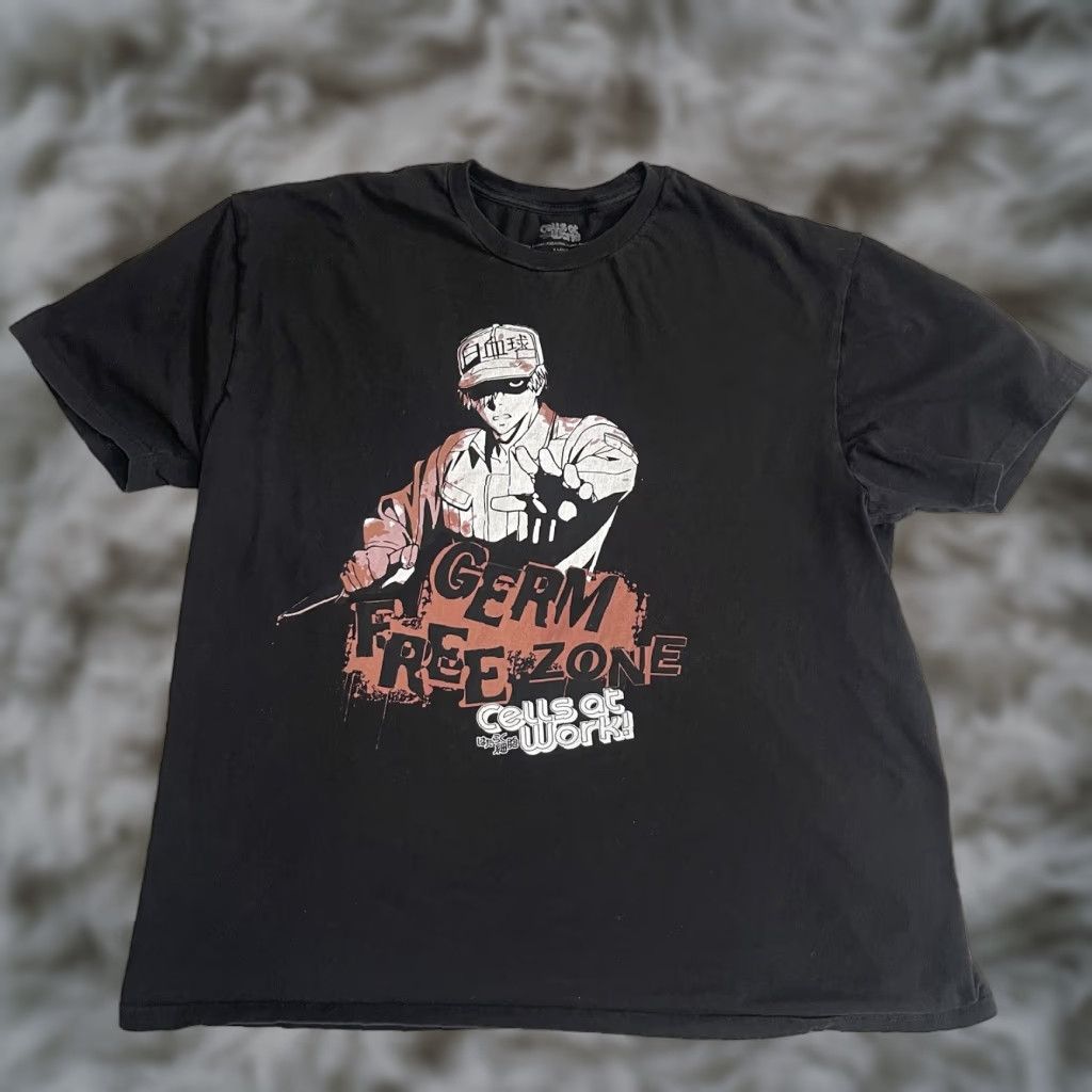 Vintage Cells At Work Anime T-Shirt Mens XL Black Germ Free Zone Japanese Y2K Emo Goth Size US XL / EU 56 / 4 - 1 Thumbnail