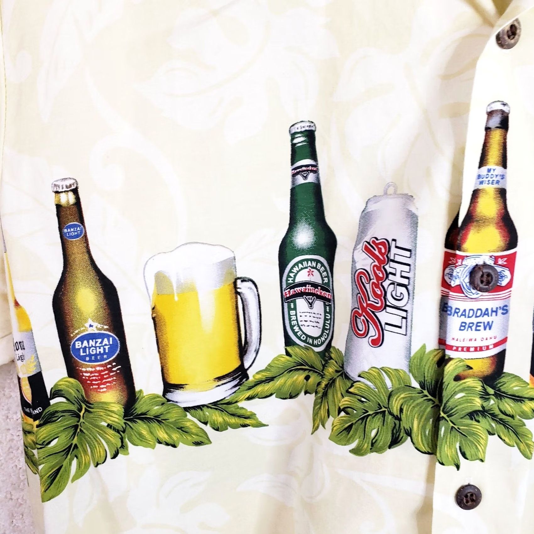 Vintage Aloha Republic Shirt Men L Yellow Floral Beer Short Sleeve Camp Shirt Size US L / EU 52-54 / 3 - 3 Thumbnail