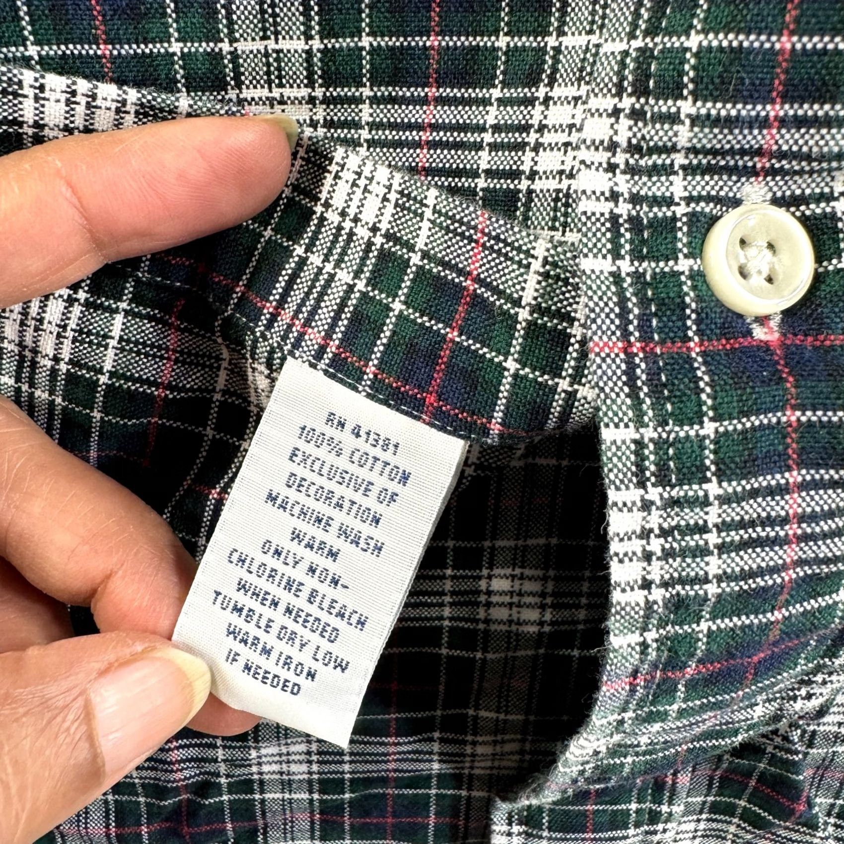 Ralph Lauren VINTAGE Ralph Lauren Shirt Mens M Green White Tartan Plaid Button-Up Midweight Size US M / EU 48-50 / 2 - 5 Thumbnail