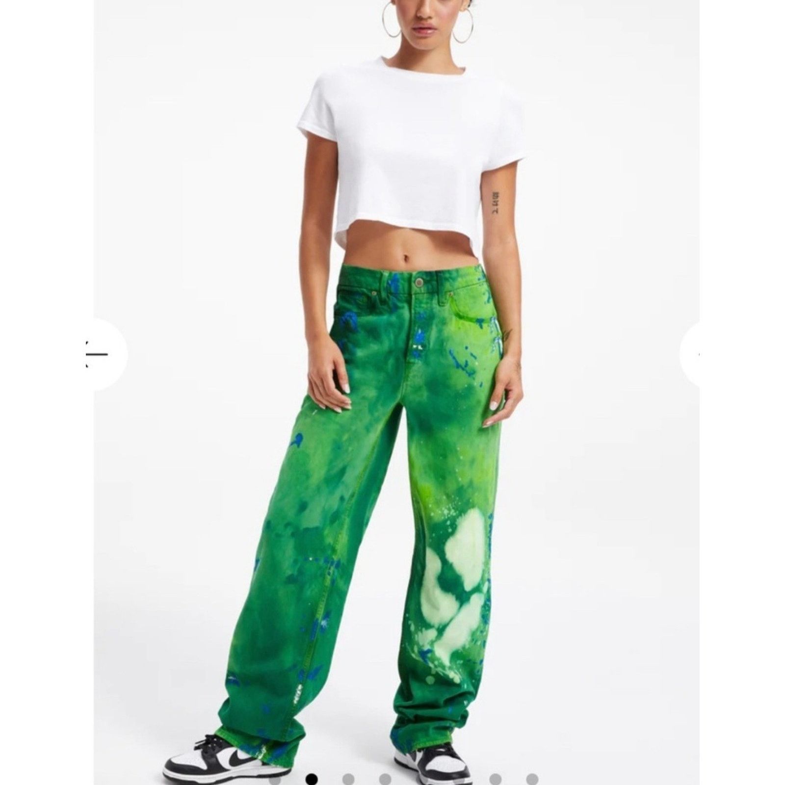 Good American Good American 'Good '90s' Summer Green Tie Dye Jeans 4/27 Size 27" / US 4 / IT 40 - 4 Thumbnail