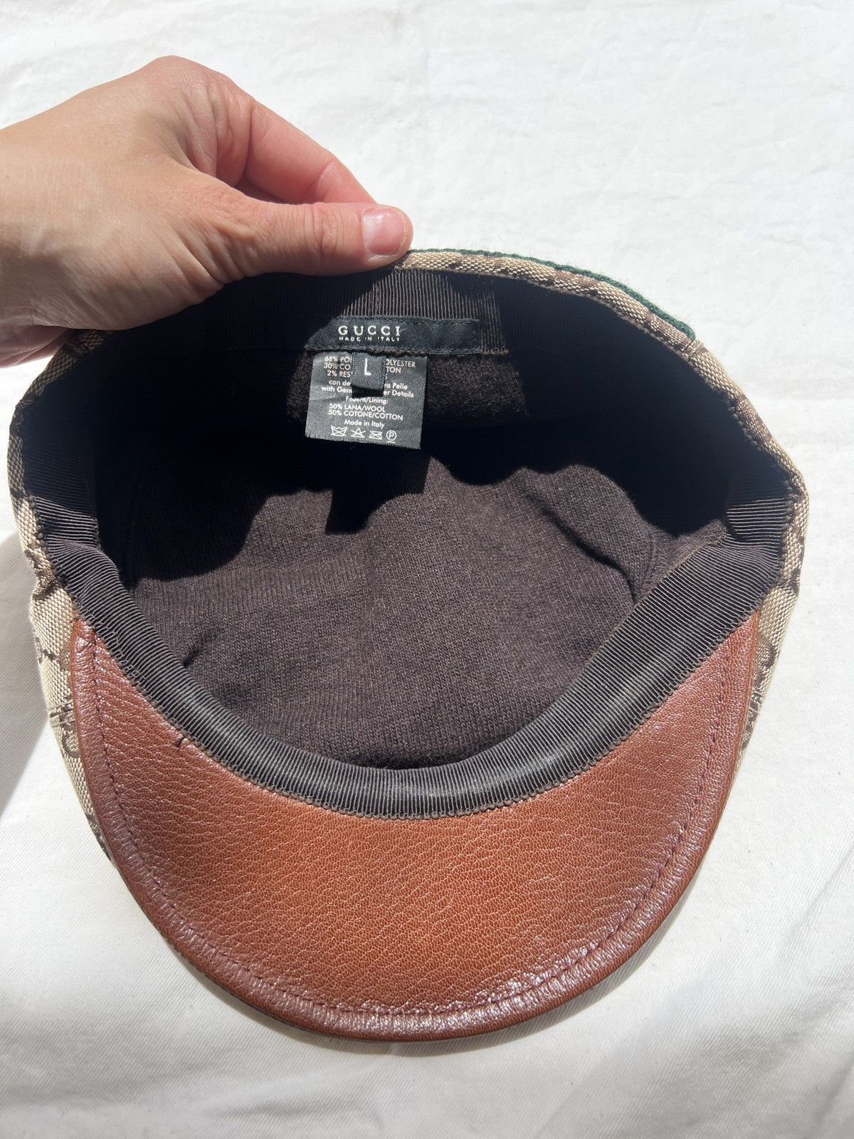 Gucci Vintage Gucci Monogram Driving Cap Hat Leather Brim Size L Size ONE SIZE - 5 Thumbnail