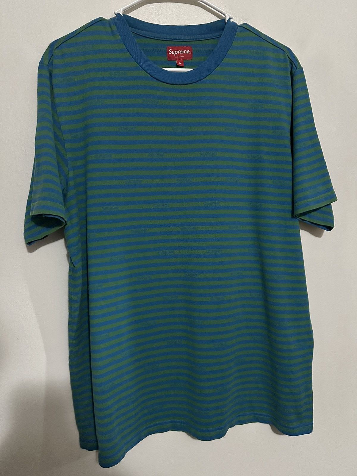 Supreme Supreme Logo Stripe S/S Top Tee Size US M / EU 48-50 / 2 - 1 Thumbnail