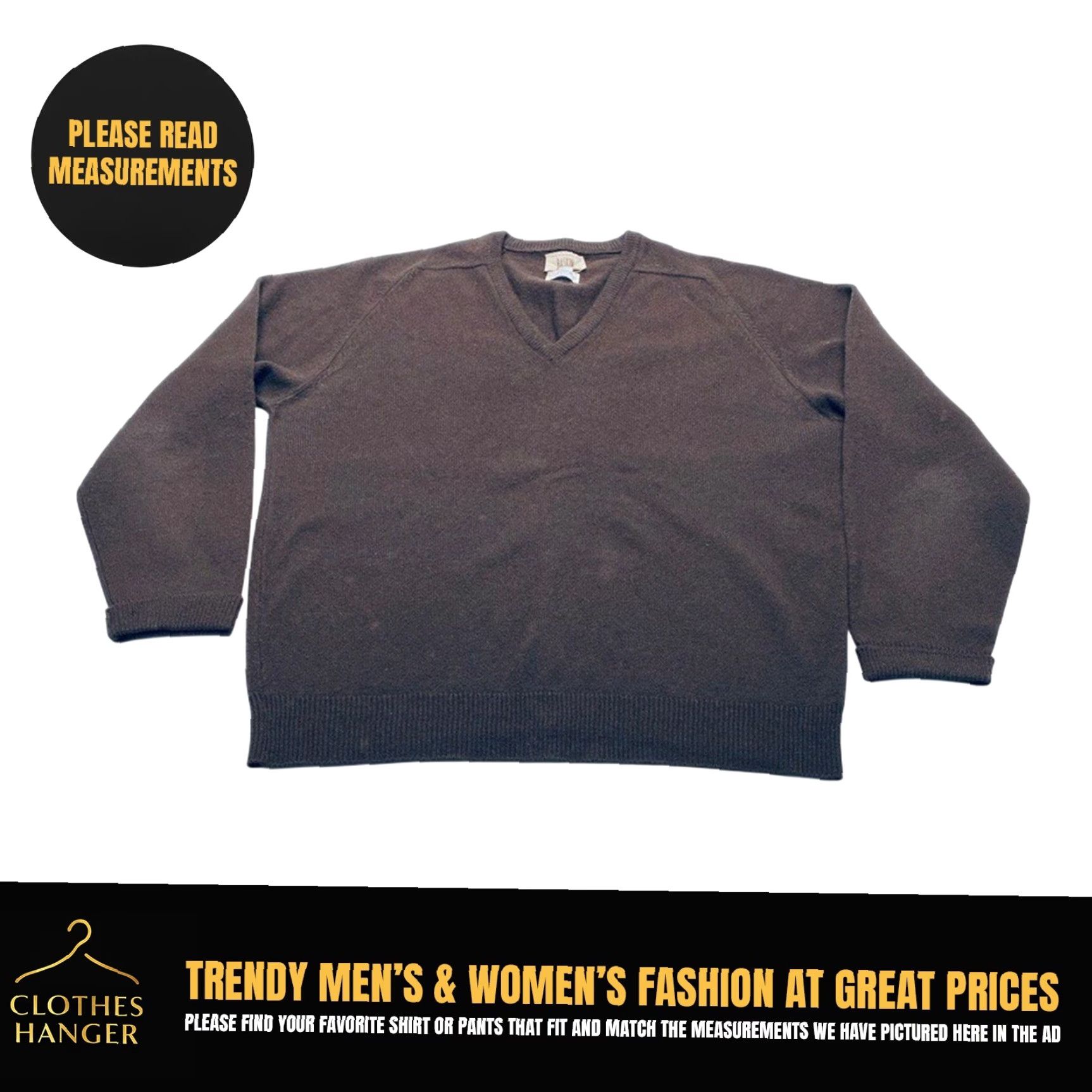 Vintage VINTAGE Alan Paine Lambswool Sweater 1960s V-Neck Brown Grunge Preppy 50s 60s Wool Casual Mens Sweatshirt Size US M / EU 48-50 / 2 - 2 Thumbnail