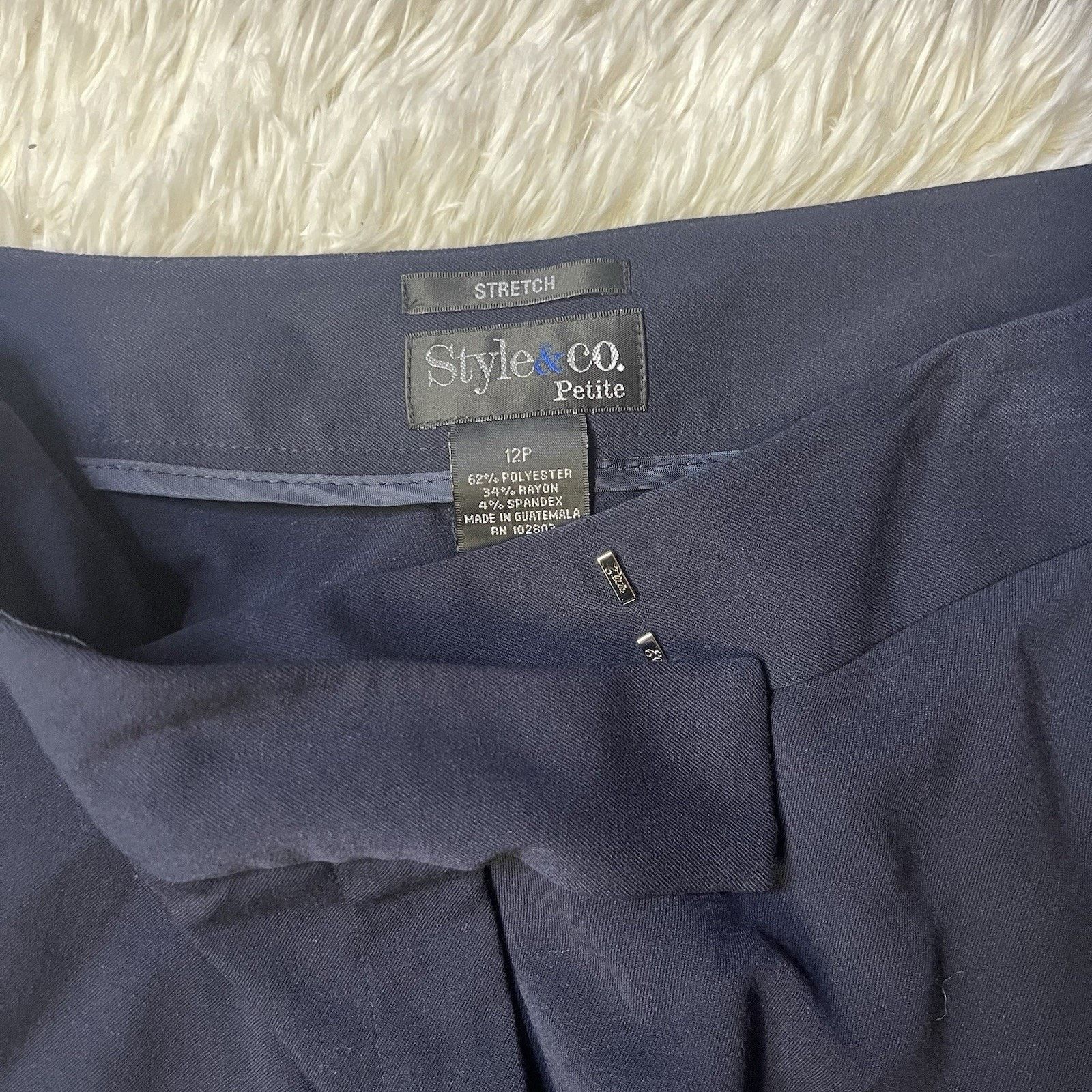 Other Style&Co Womens Navy Blue Dress Pants 12P Polyester Blend Size 34" / US 12 / IT 48 - 2 Thumbnail