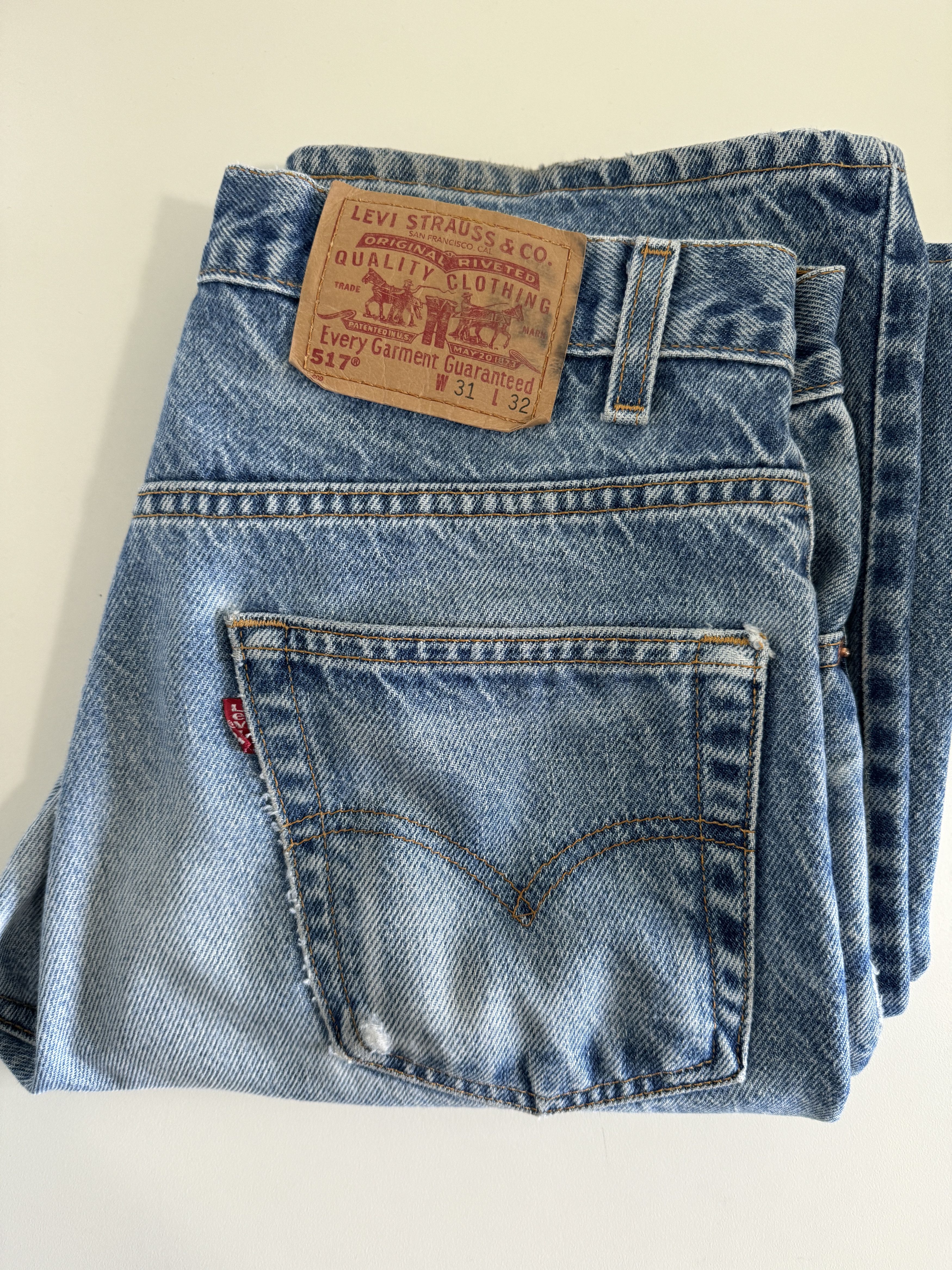 image of Levis x Vintage Usa Levi's 517 Boot Cut Light Wash Denim Jeans 31X32, Men's