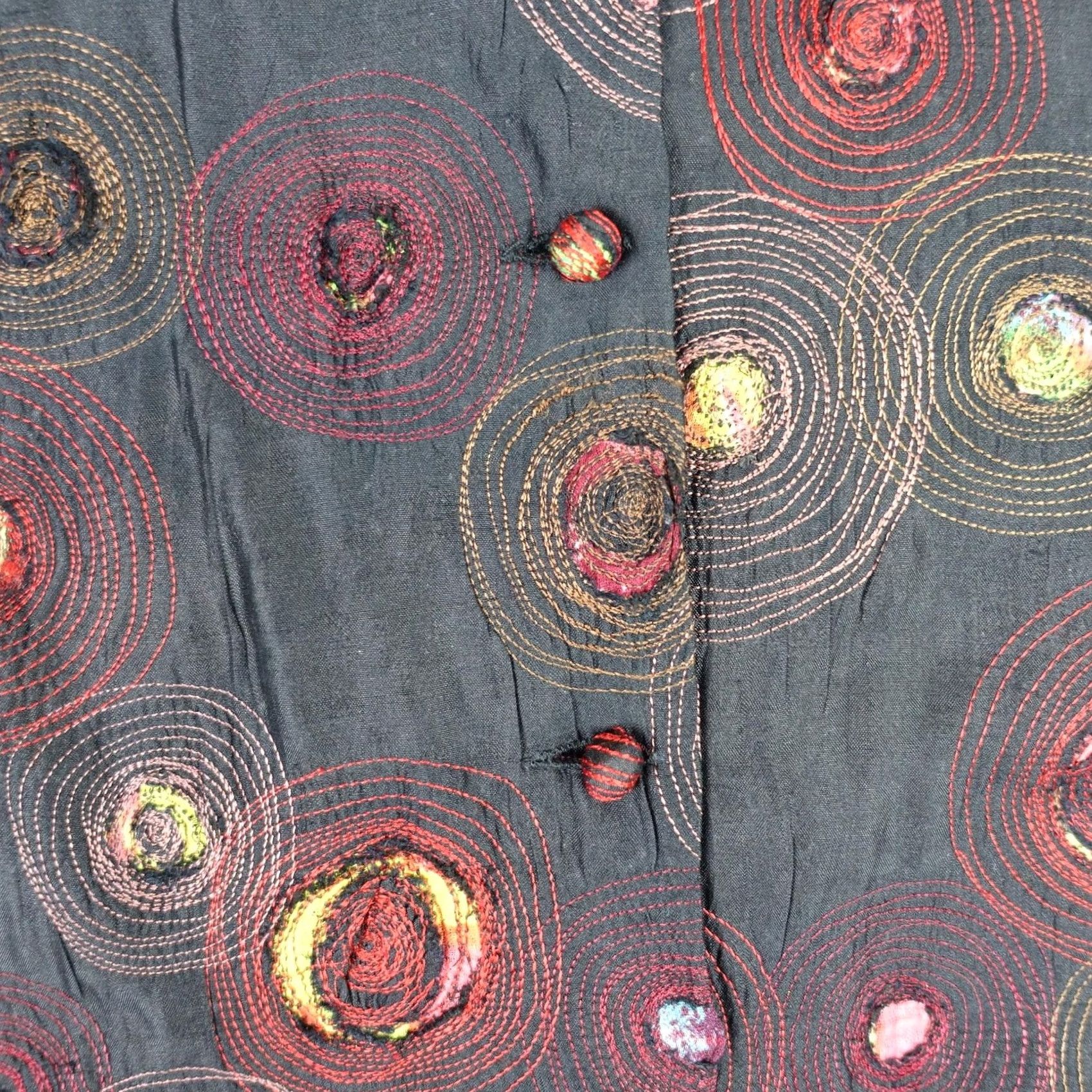 Vintage VINTAGE Neeru Kumar Jacket Womens Small Black Silk Embroidered Geometric VTG Size S / US 4 / IT 40 - 3 Thumbnail