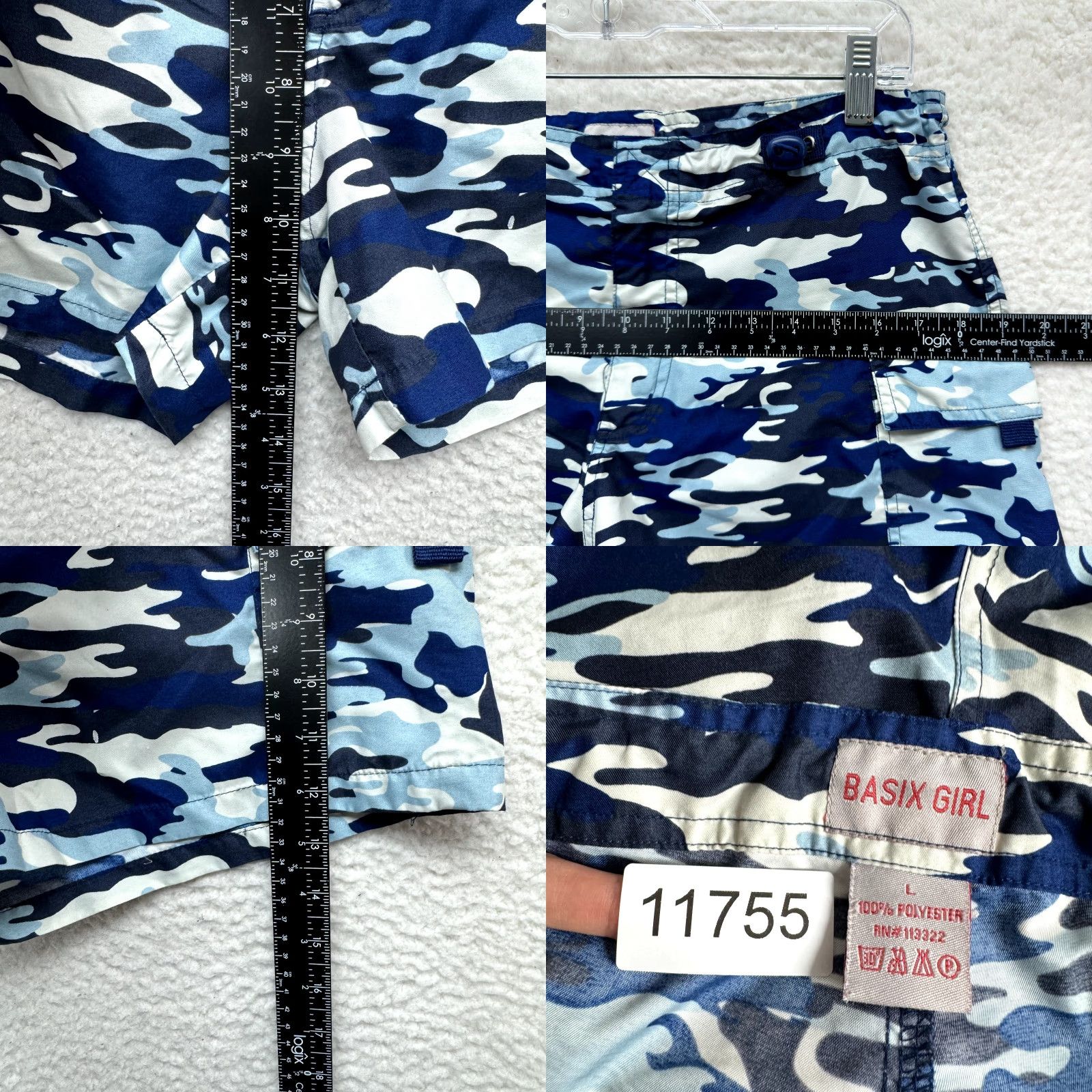 Swims VINTAGE 90s Y2K Basix Girl Swim Shorts L Womens Blue Camo Army Cargo Surfer Sportswear Beach Size 36" / US 14 / IT 50 - 8 Thumbnail