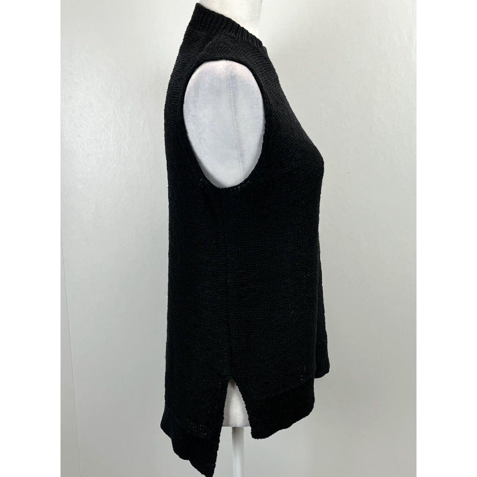 Lou & Grey LOU & GREY Linen Blend High Neck Sleeveless Sweater Womens Medium Black Pullover Size M / US 6-8 / IT 42-44 - 4 Thumbnail