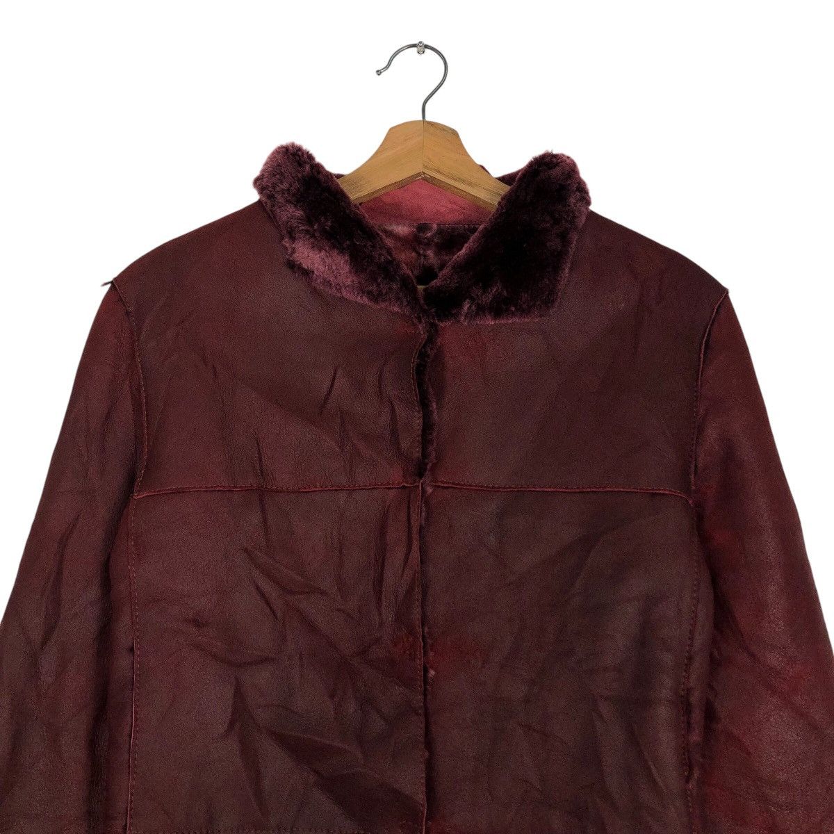 Vintage ITC Made in Italy Cropped Leather Jacket Mink Fur Shearling Size US M / EU 48-50 / 2 - 4 Thumbnail