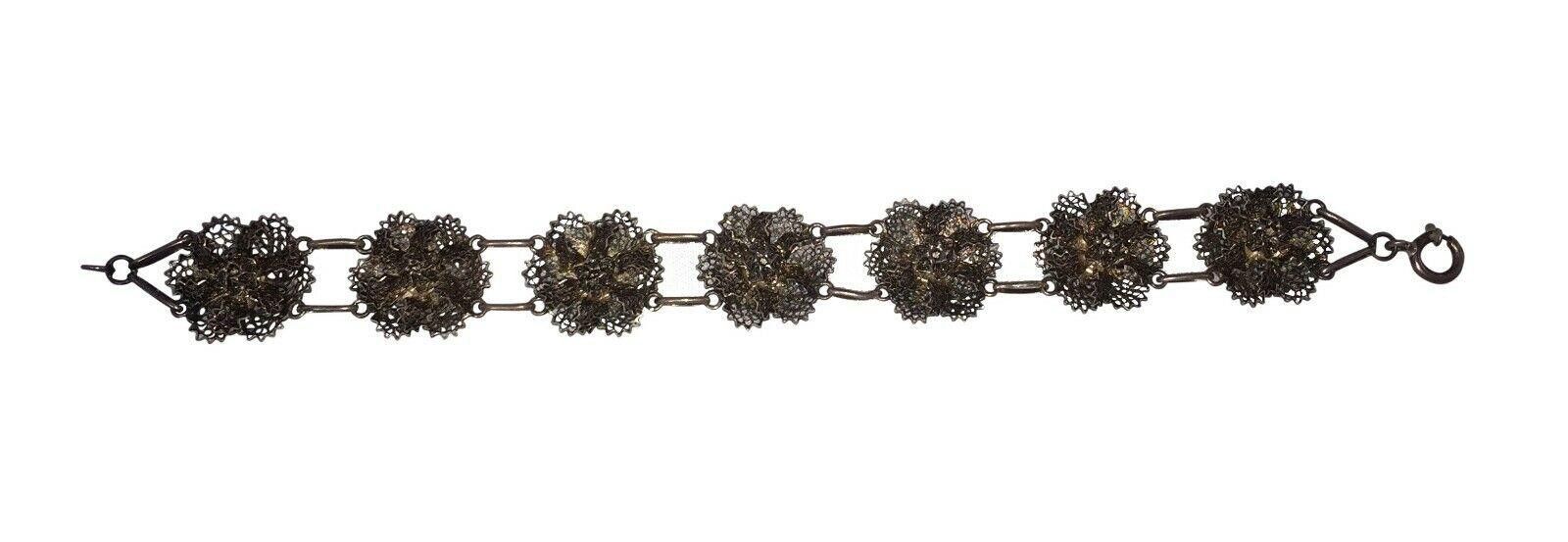 Designer Spanish Sterling Filigree Flower Bracelet Size ONE SIZE - 3 Thumbnail