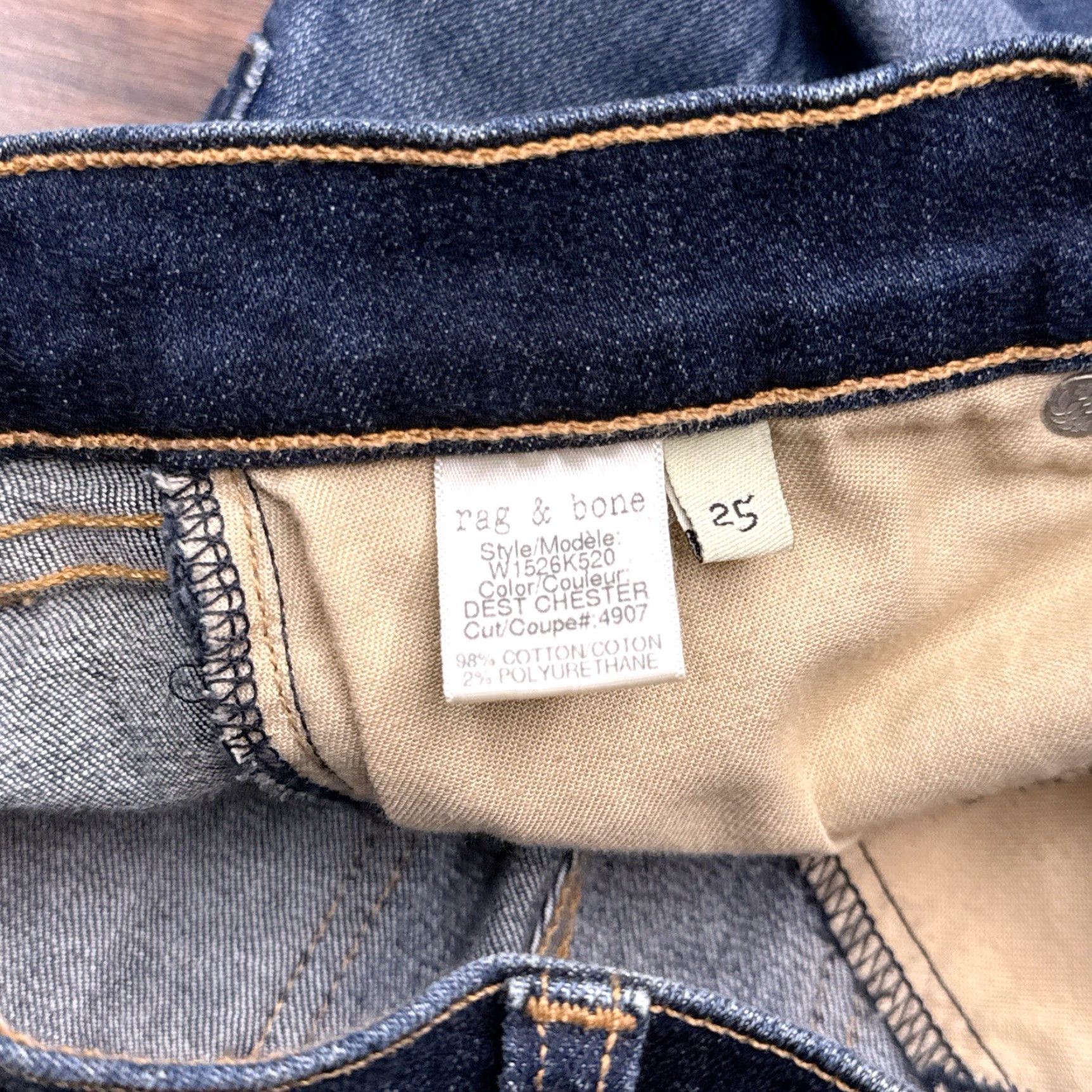 Rag & Bone Rag & Bone Capri Jeans Womens 25 Distressed Stretch Slim Blue Denim 5-Pocket City USA 26.5in Inseam Vintage No Size 42" / US 20 - 5 Thumbnail