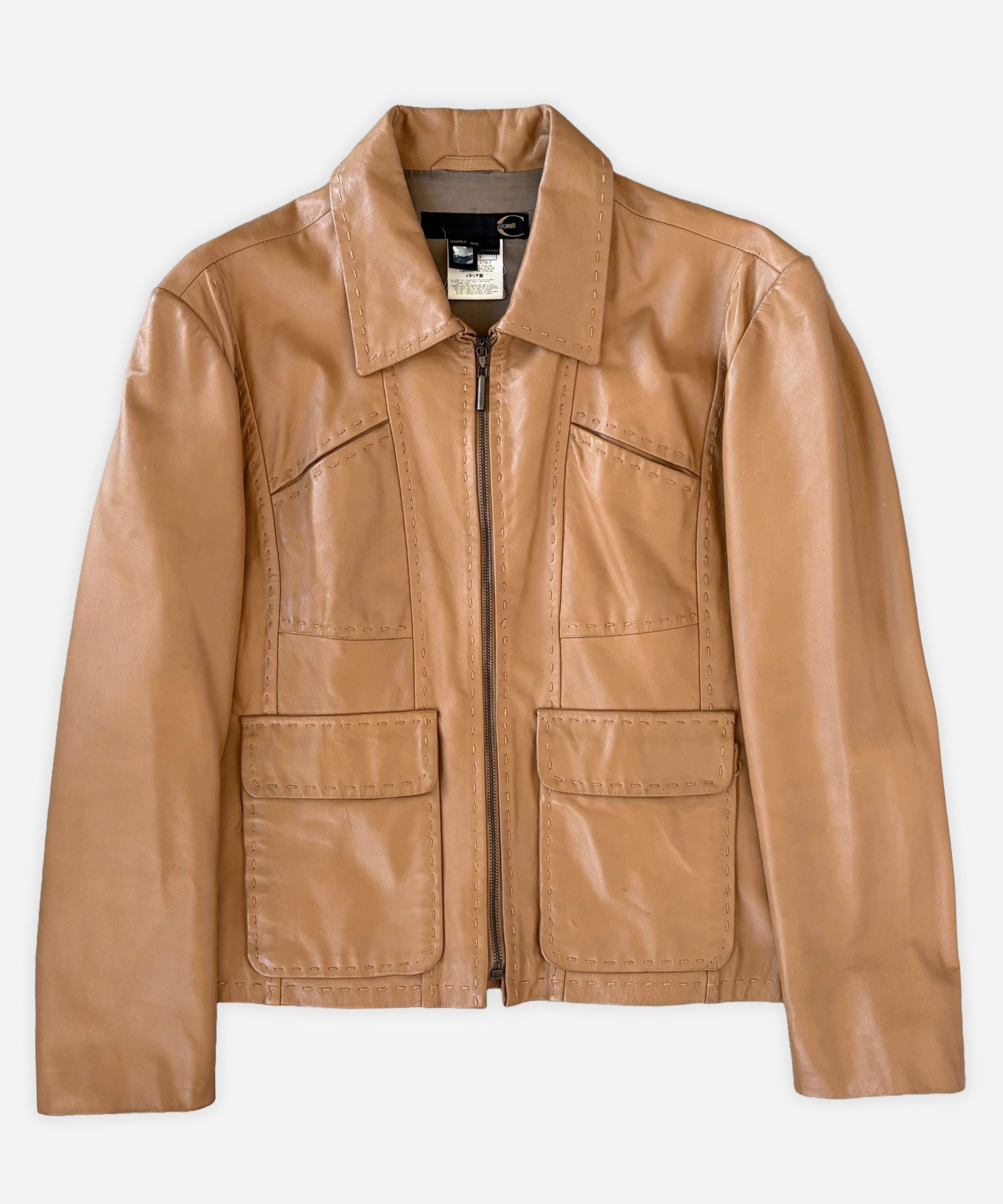 Roberto Cavalli ROBERTO CAVALLI Leather Jacket Brown Bomber Zip Vintage Size US M / EU 48-50 / 2 - 1 Thumbnail