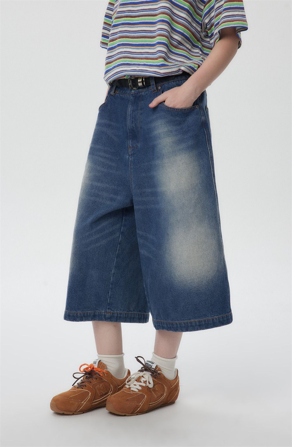 Japanese Brand × Jean American casual retro men's loose washed denim shorts Size US 32 / EU 48 - 2 Thumbnail