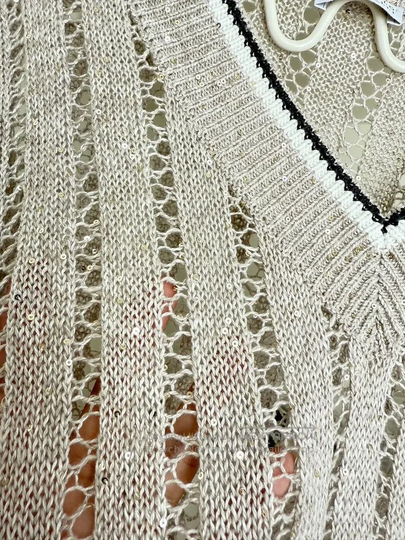 Brunello Cucinelli Brunello Cucinelli Hollow-out knitwear, off-white, exquisi Size M / US 6-8 / IT 42-44 - 3 Thumbnail