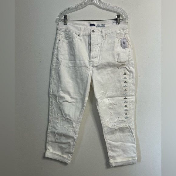 Old Navy Old Navy White Sky-HI Straight Extra High Rise Ripped Jeans Size 32" / US 10 / IT 46 - 1 Thumbnail