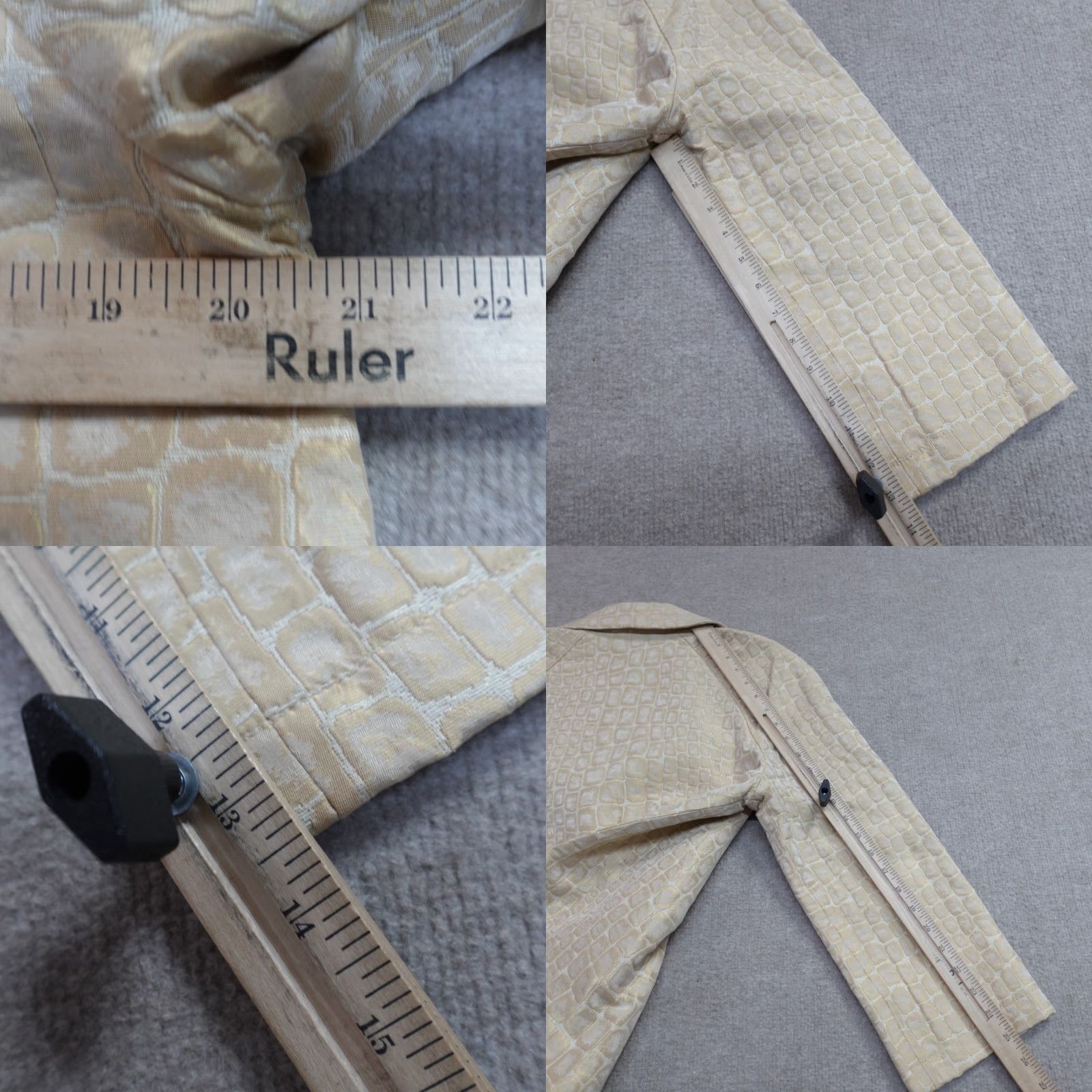 St. John St. John Blazer Shirt Womens Jacket 10 Beige Geometric Silk Lined Long Sleeve Knit N/A Size L / US 10 / IT 46 - 8 Thumbnail
