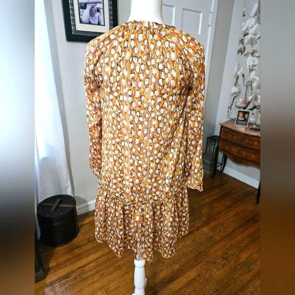 Designer Adelyn Rae Chic Floral Mini Dress in Mustard Yellow Size S / US 4 / IT 40 - 4 Thumbnail