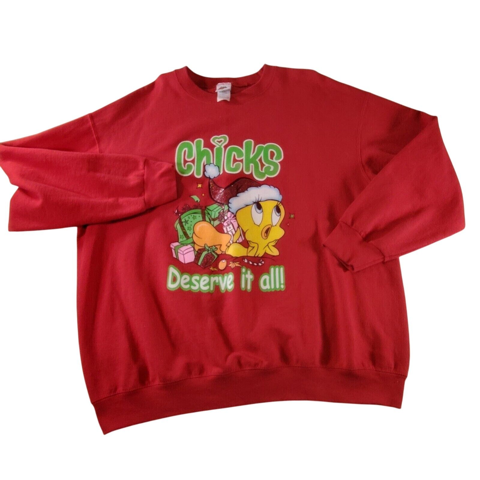 Disney VTG Looney Tunes Chicks Deserve It All Sweatshirt X Large Size US XL / EU 56 / 4 - 2 Thumbnail