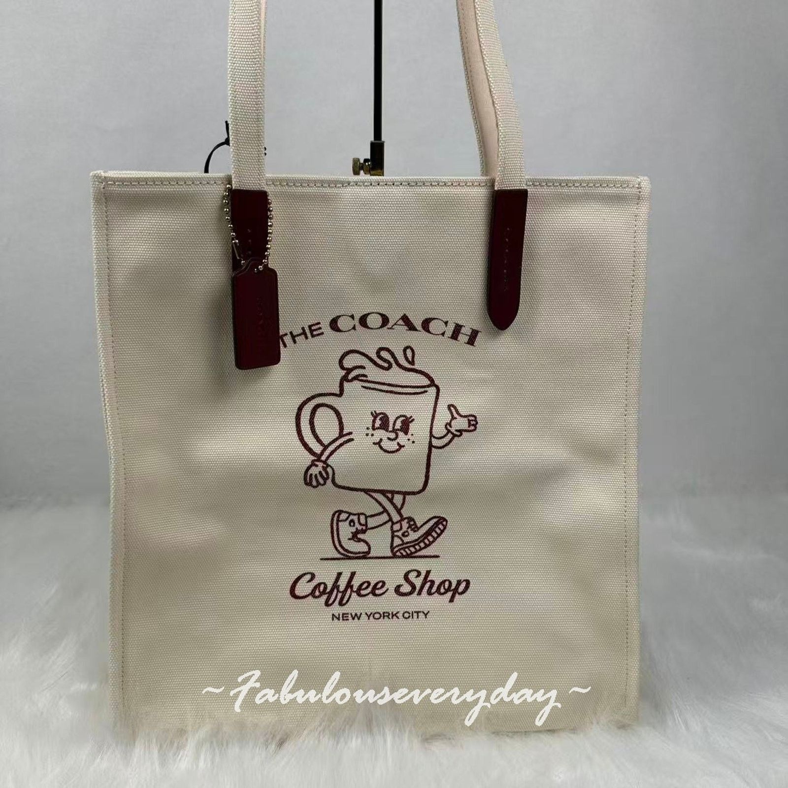 Coach Coach Coffee Shop Tote Canvas Coffee Cup Cream CS484 Size ONE SIZE - 2 Thumbnail
