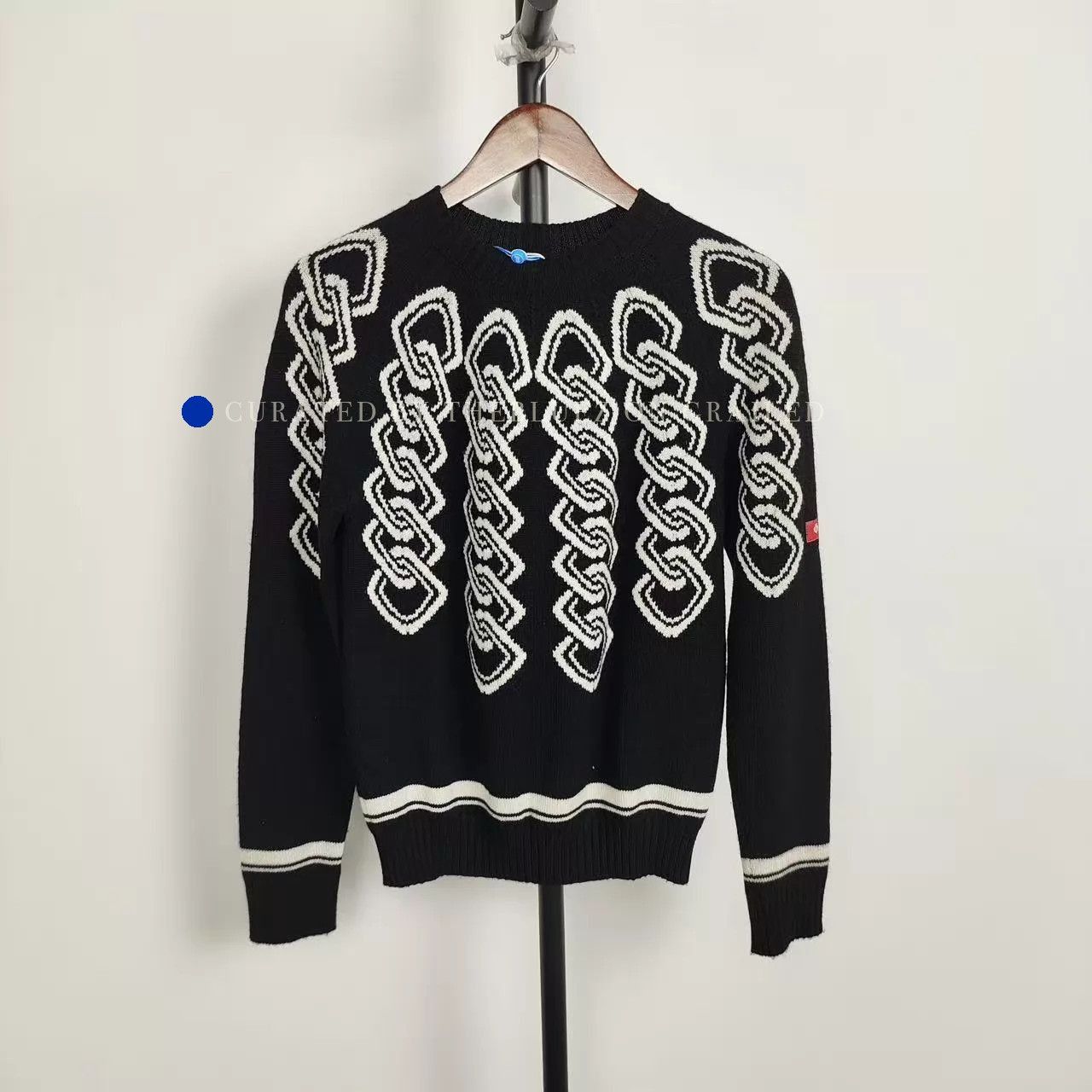Loro Piana Black Ethnic Motif Striped Crew Neck Sweater Size US XS / EU 42 / 0 - 1 Thumbnail