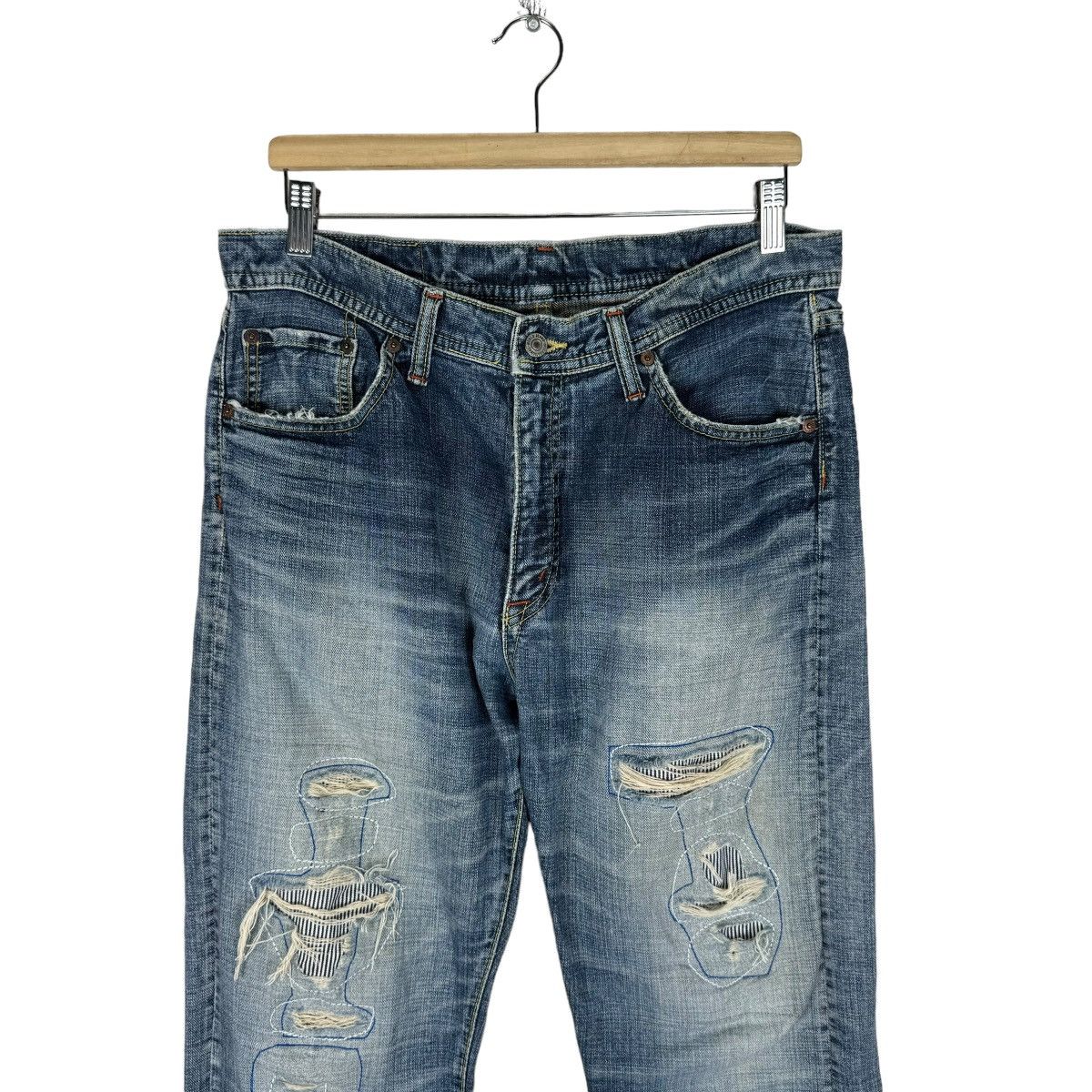 Japanese Brand ⚡️GL HEART LIMITED EDITION PATCHWORK HICKORY DENIM PANTS Size US 34 / EU 50 - 3 Thumbnail