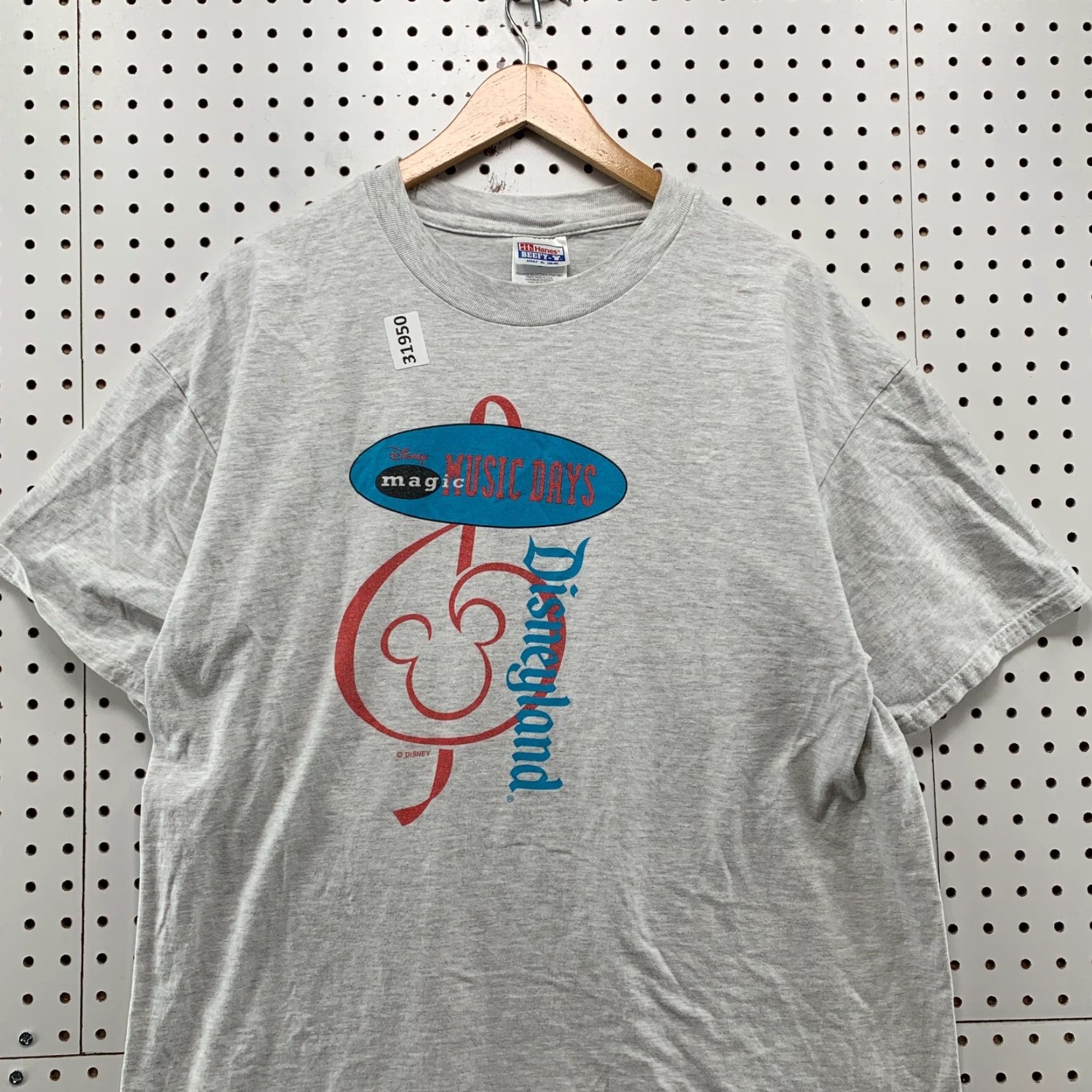 Hanes VINTAGE Disney Disneyland Music Days Shirt Mens Large Gray 21x28 Size US L / EU 52-54 / 3 - 5 Thumbnail