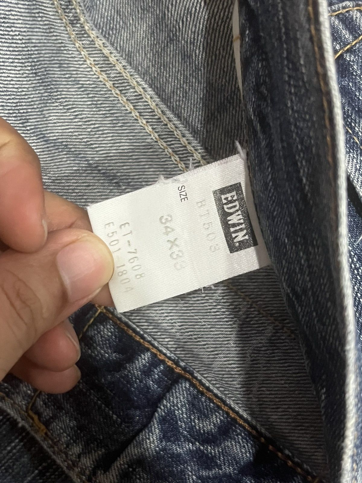Edwin Edwin 503 Blue Trip Slashed Blue Washed Straight Leg Jeans Size US 34 / EU 50 - 18 Thumbnail