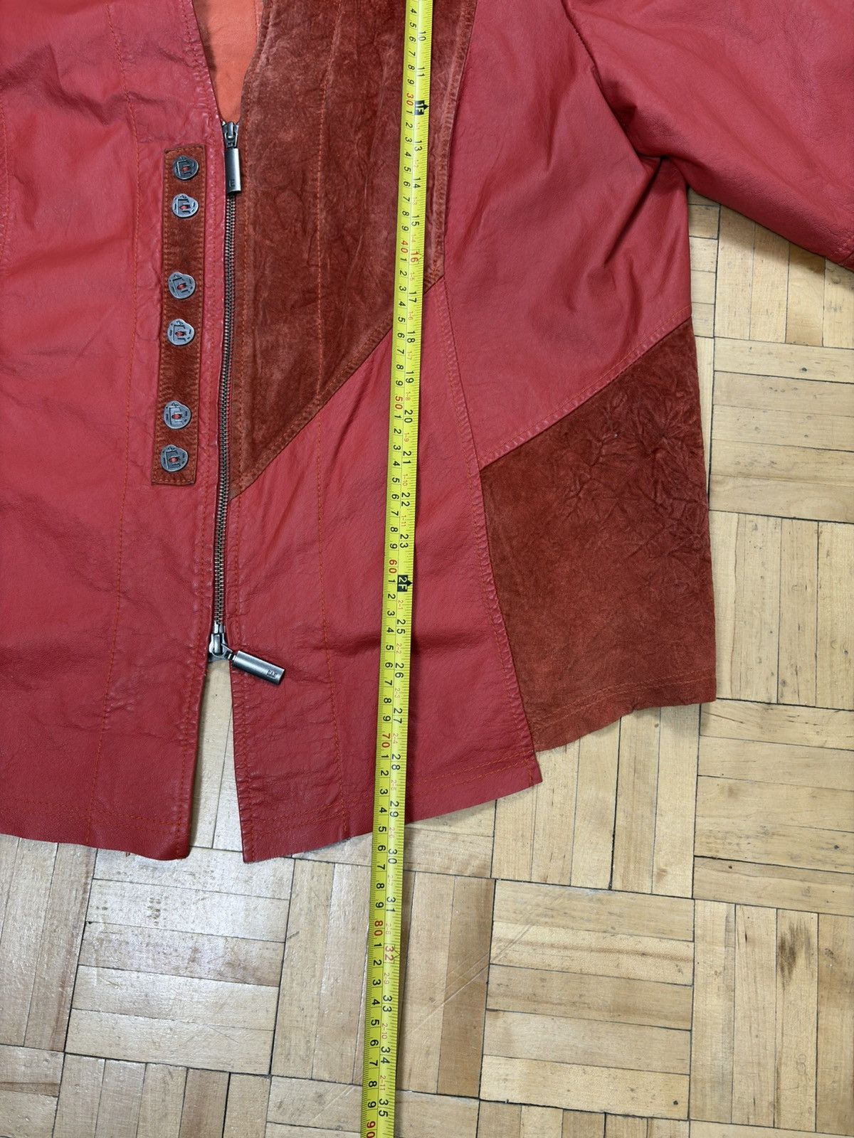 Vintage Burgundy Leather Patchwork Boho Hippie Jacket Size L / US 10 / IT 46 - 7 Thumbnail