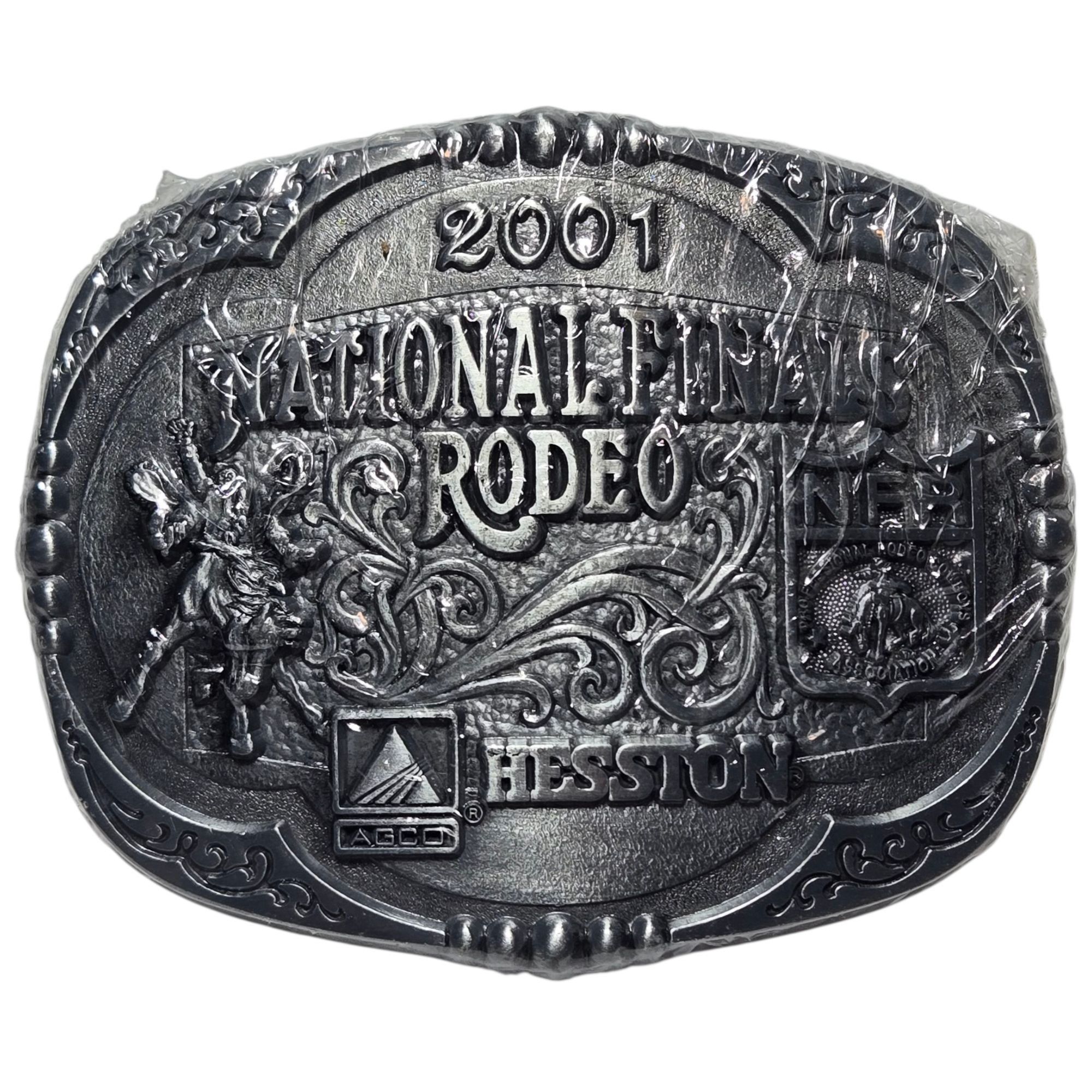 Other 2001 NFR Belt Buckle Hesston National Finals Rodeo NOS Vinta Size ONE SIZE - 1 Thumbnail