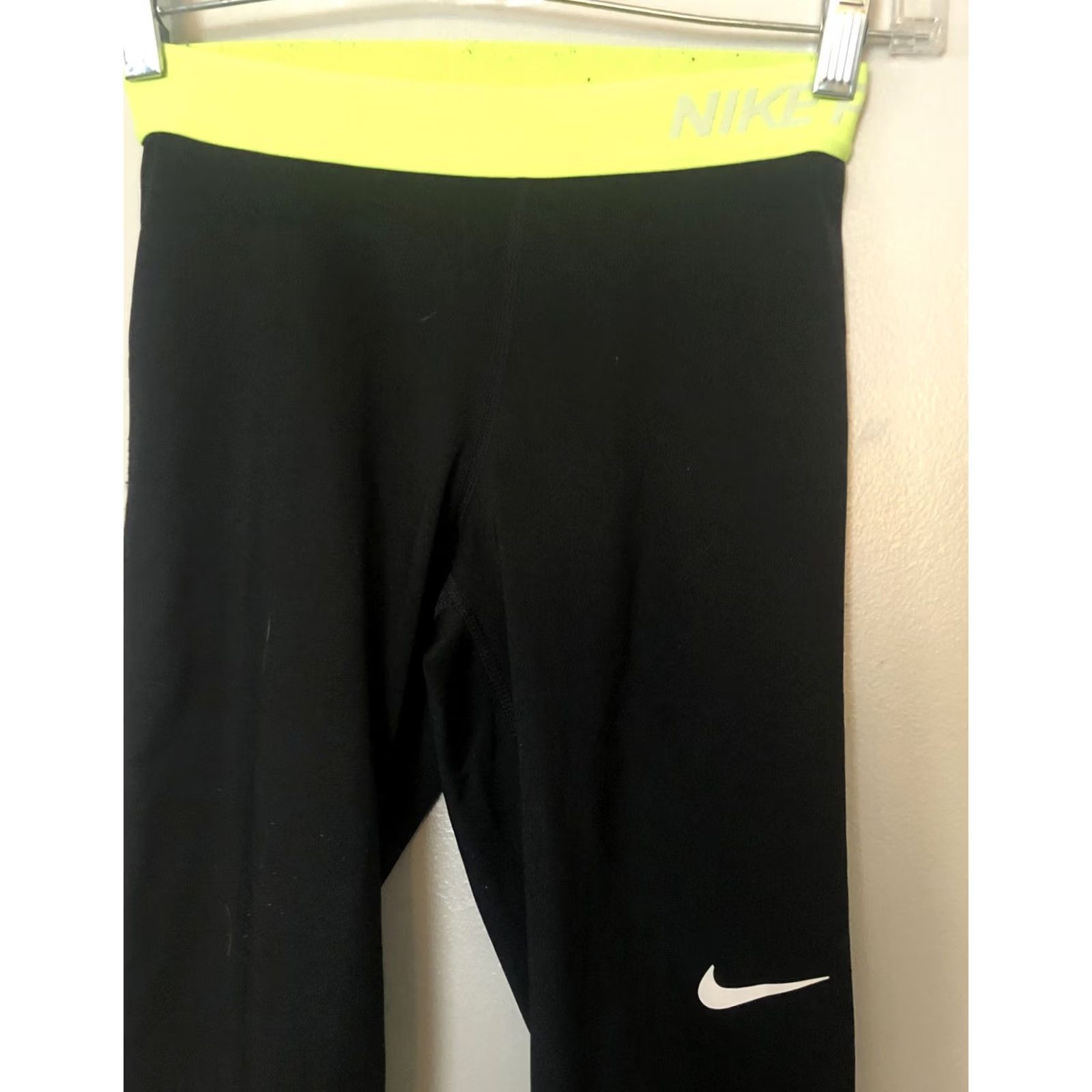 Nike Nike Pro Leggings Womens XS Black Neon Logo Dri Fit Athletic Pants Size 26" / US 2 / IT 38 - 2 Thumbnail