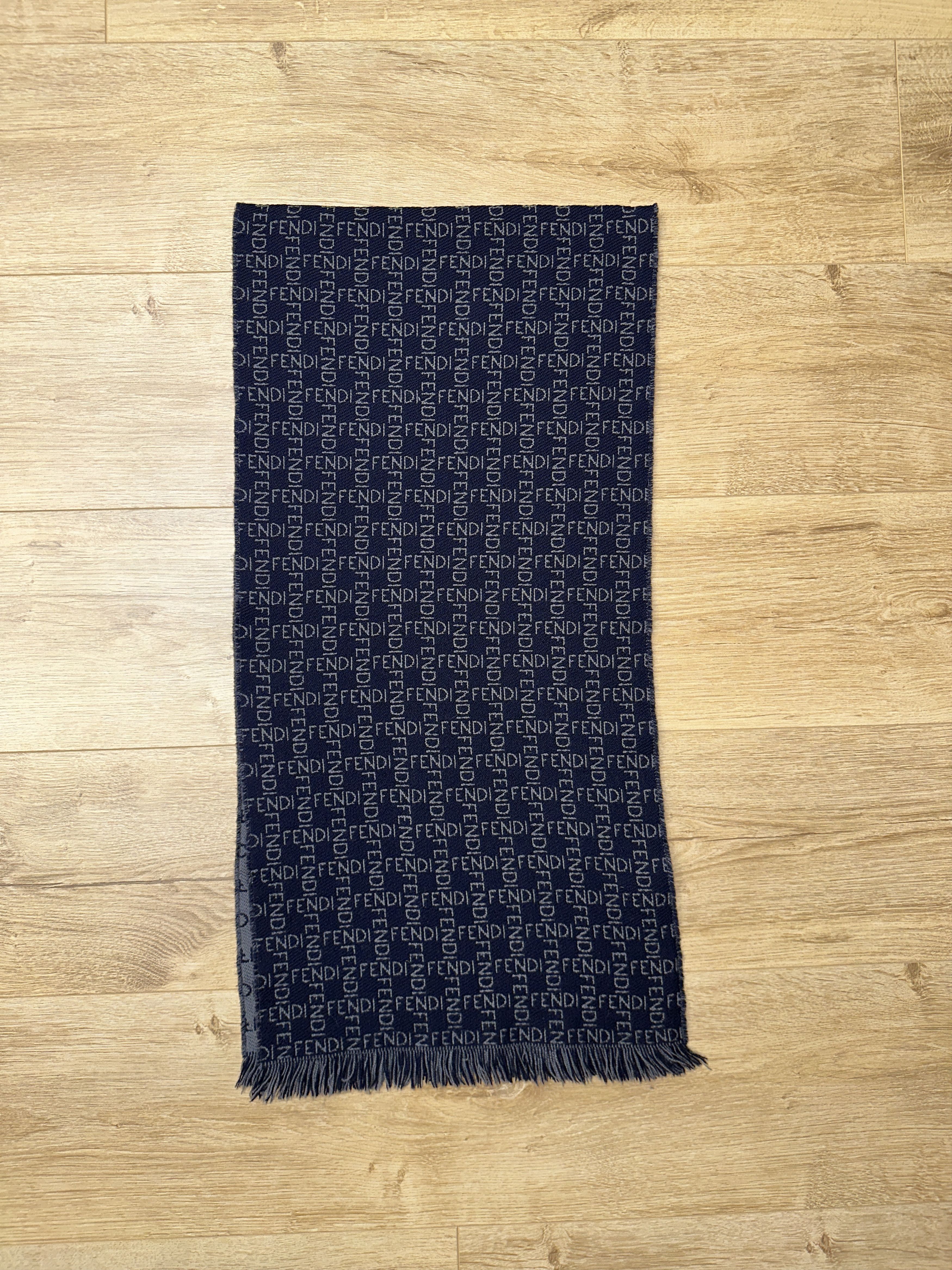 Fendi Rare Fendi Zucca Monogram Wool Scarf Fringed 140x34 Cm Size ONE SIZE - 6 Thumbnail