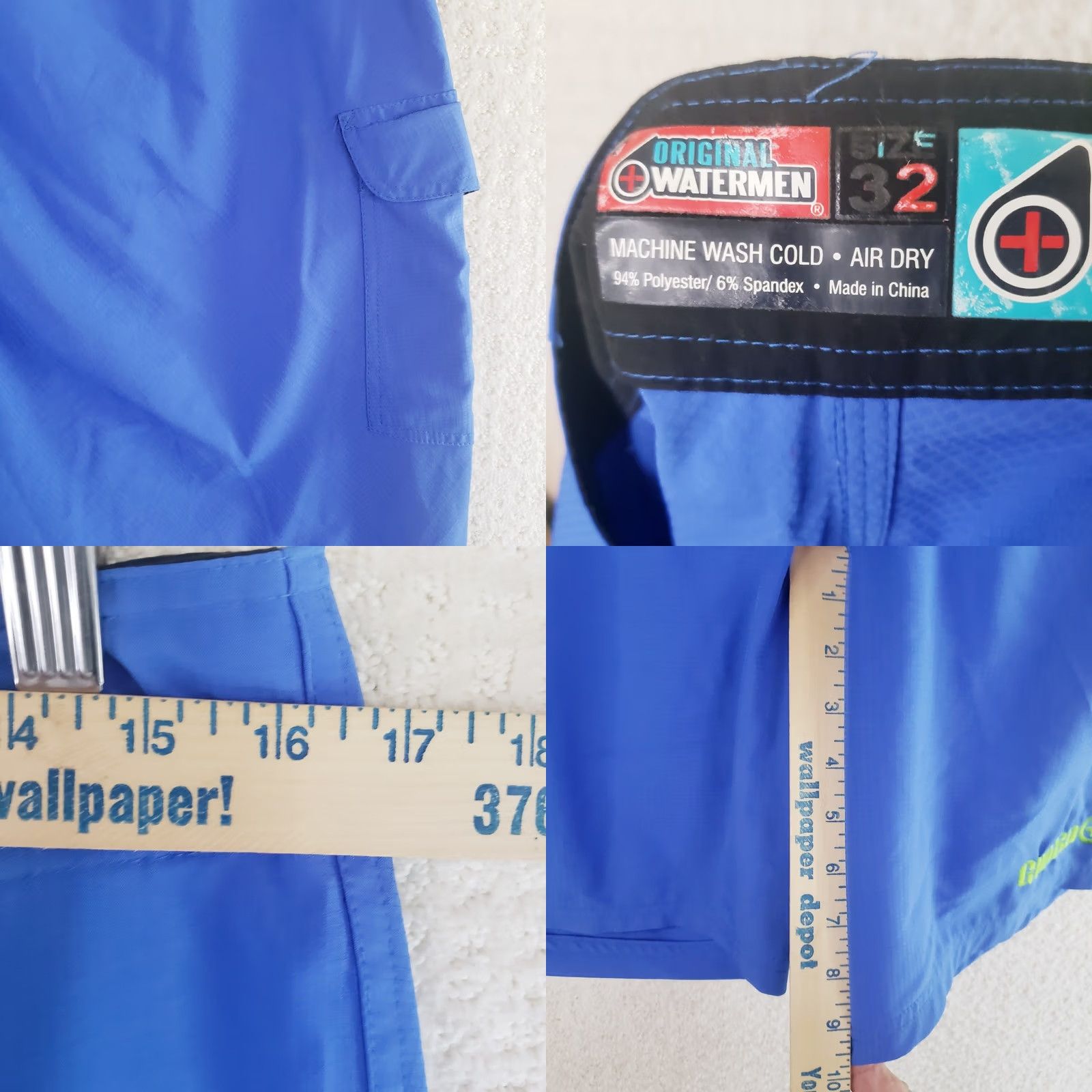 Vintage Waterman Lifeguard Original Men Board Shorts Trunks 32 Blue Polyester Pockets Lifeguard Beach Pool Watersports Medium? Size US 32 / EU 48 - 9 Thumbnail