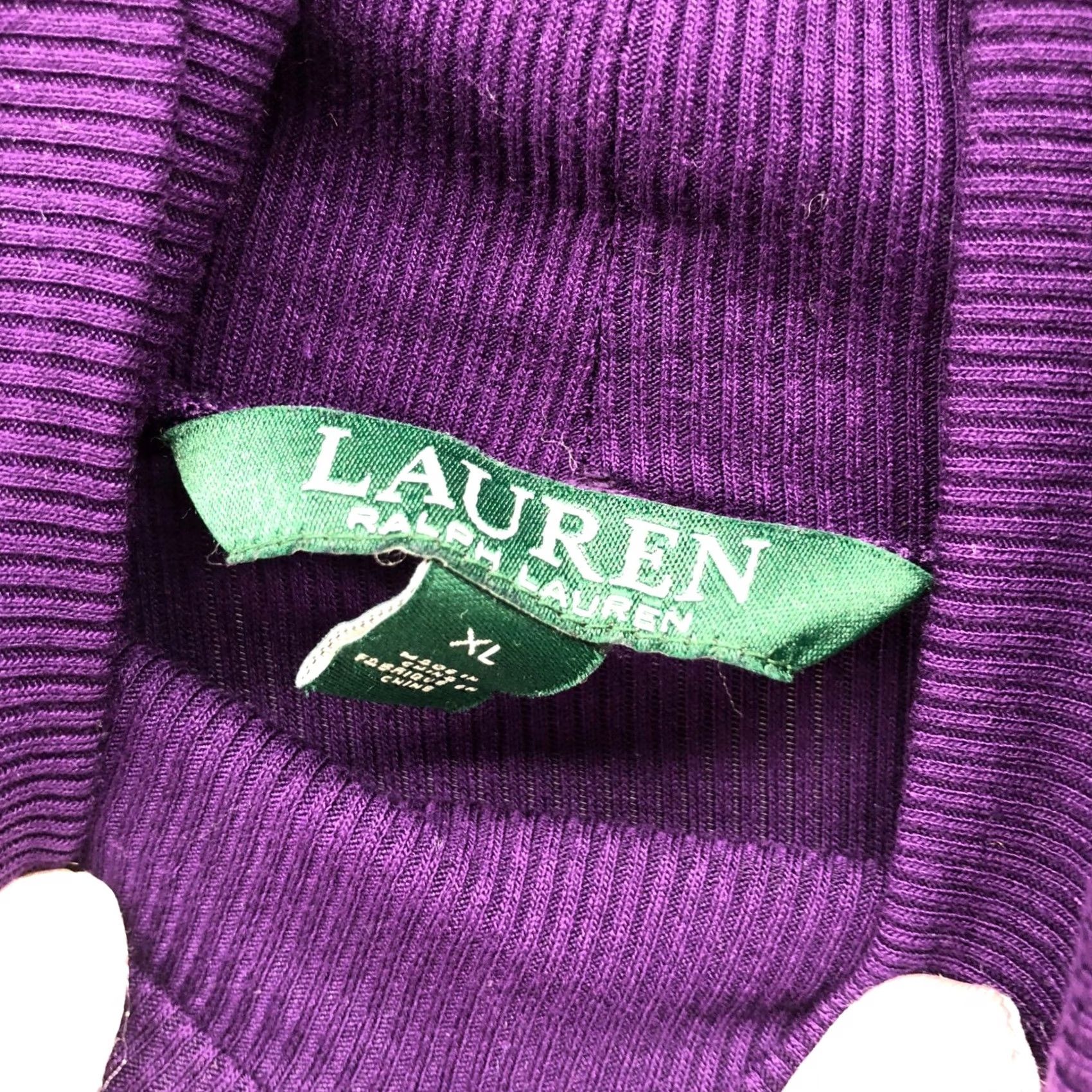 Ralph Lauren VINTAGE? No. Lauren Ralph Lauren Ribbed Jersey Turtleneck Long Sleeve T-Shirt Womens XL Purple Ribbed Size XL / US 12-14 / IT 48-50 - 5 Thumbnail
