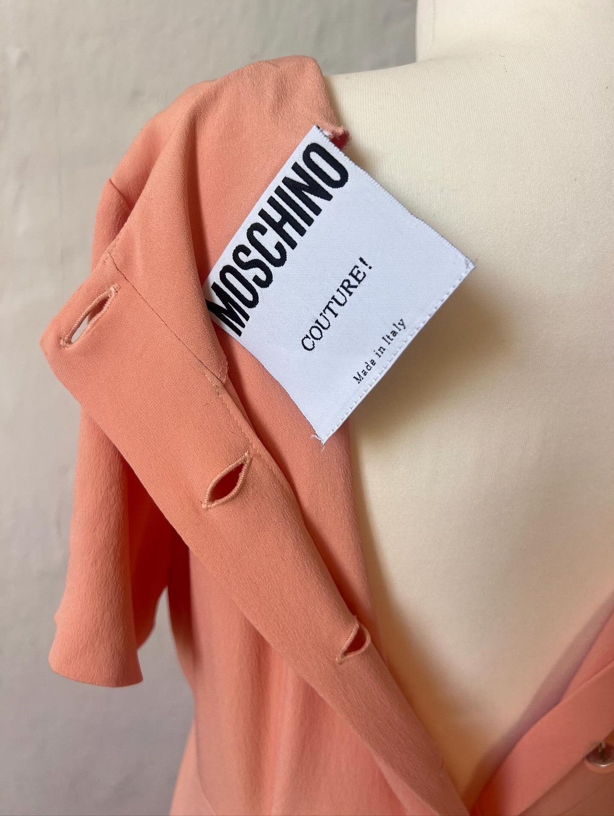 Moschino 1990s Franco Moschino Couture maxi dress gown peach silk Size S / US 4 / IT 40 - 2 Thumbnail