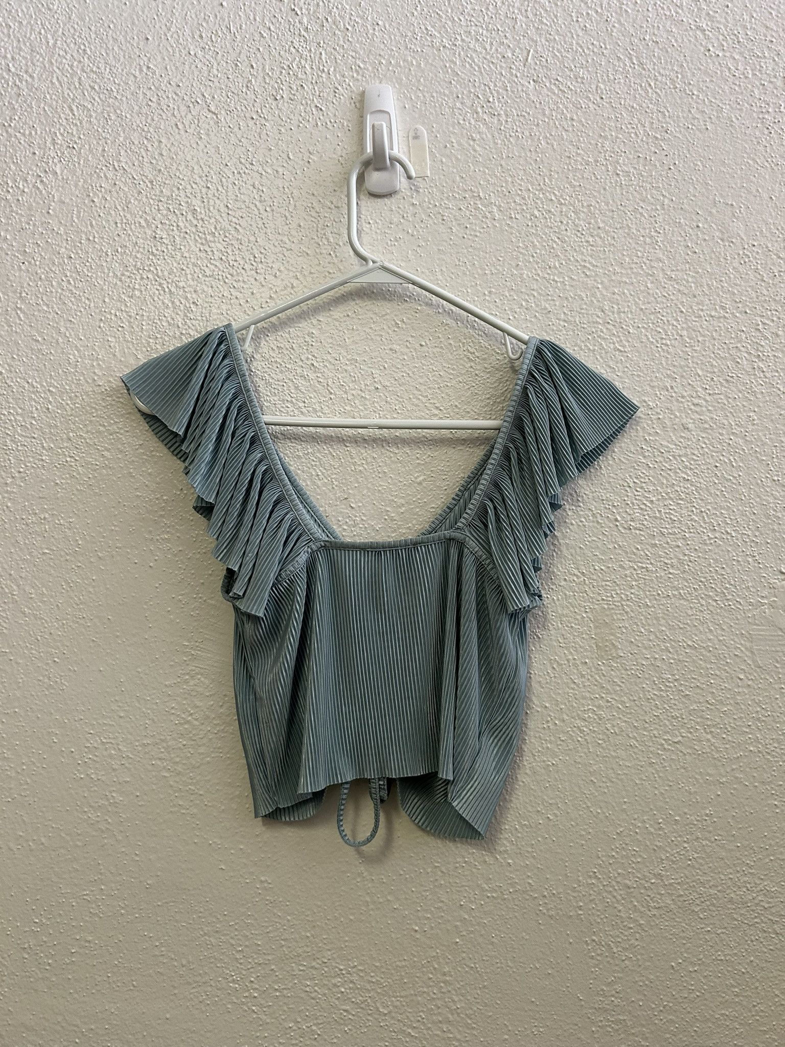 Zara ZARA MERMAID PLEATED SEAFOAM GREEN CROPPED TOP SIZE M Size M / US 6-8 / IT 42-44 - 5 Thumbnail