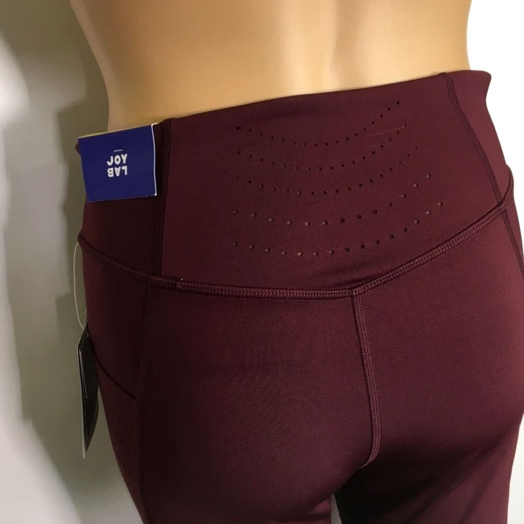 Vintage JoyLab Leggings Workout Activewear Pants S Women's Burgundy Mid Rise Stretch Size 28" / US 6 / IT 42 - 4 Thumbnail
