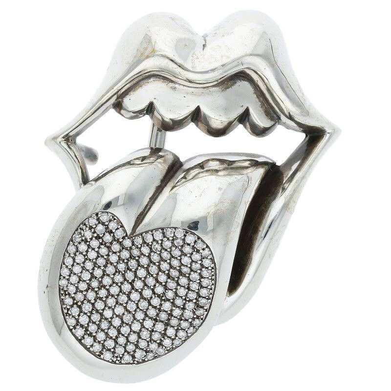 DIAMOND CHROME HEARTS ROLLING STONES BELT BUCKLE