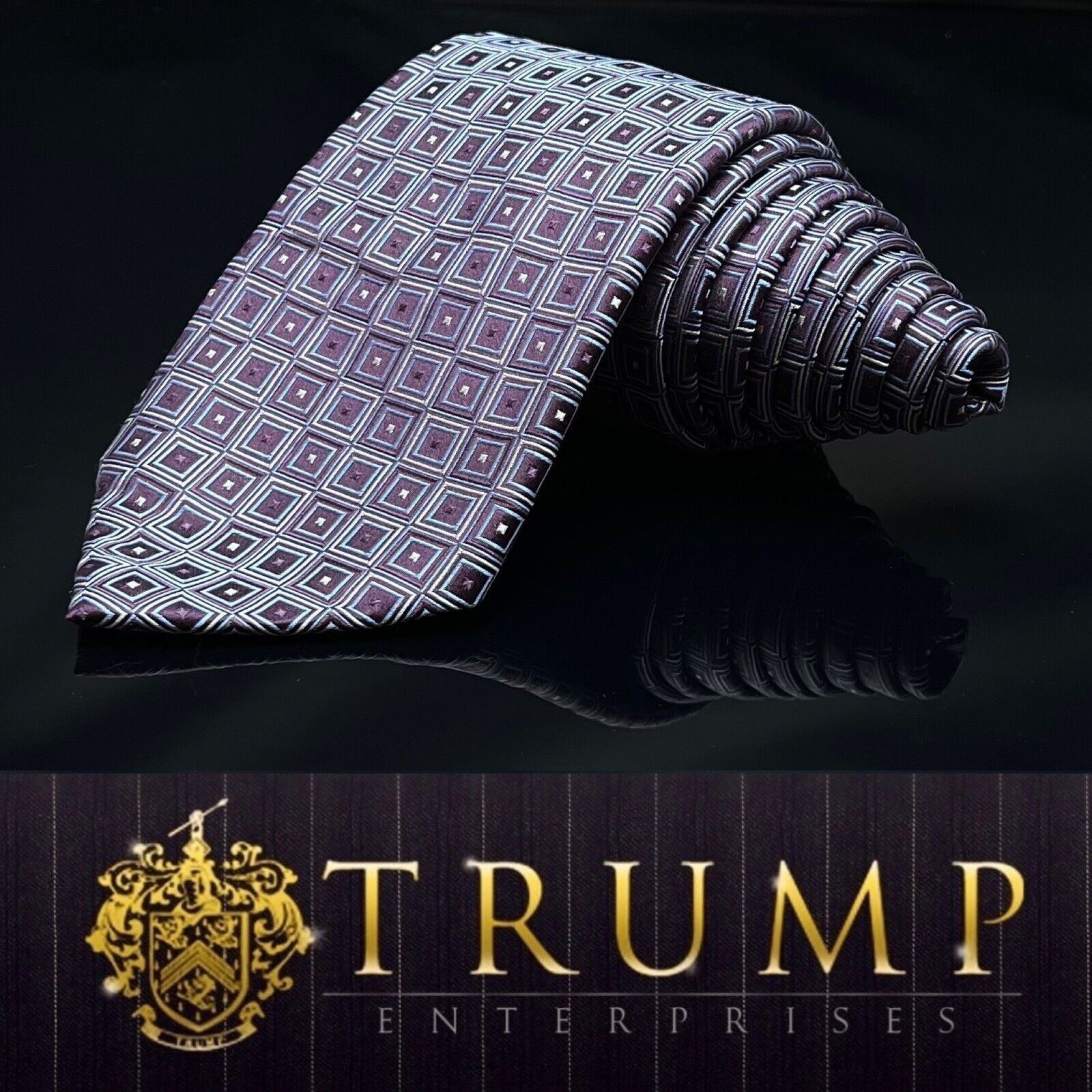 Donald Trump Donald j. Trump Designer Tie Men One Size 100% Silk Purple G Size ONE SIZE - 1 Thumbnail