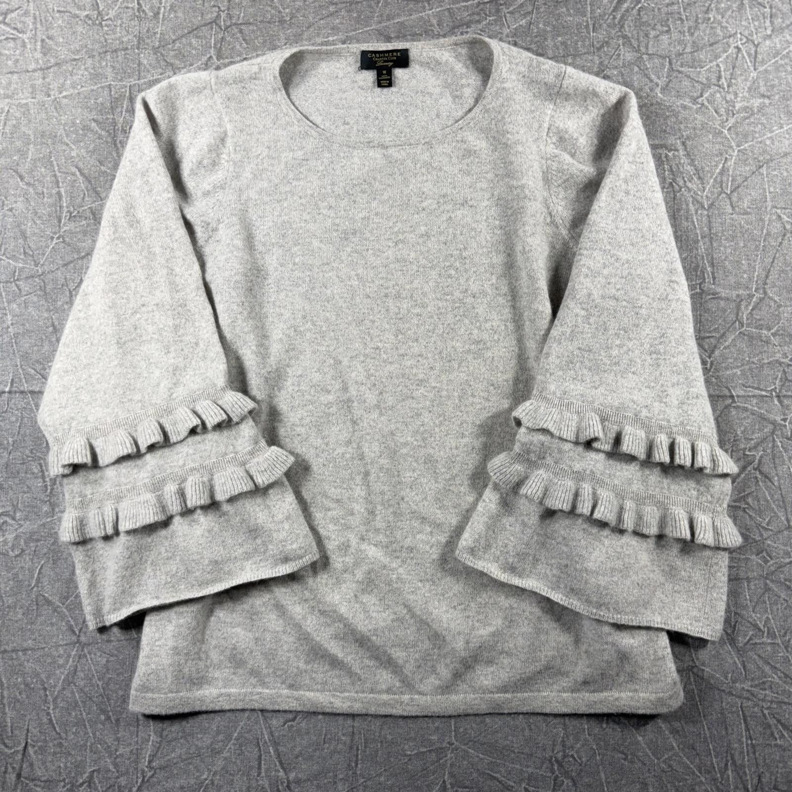 Charter Club Charter Club Sweater Women's 1X Grey Cashmere Bell Sleeve Size L / US 10 / IT 46 - 1 Thumbnail