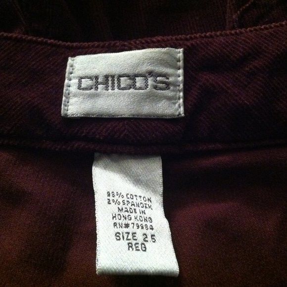 Chicos CHICO'S WOMEN'S BURGUNDY 98%COTTON CASUAL PANTS 2.5"/30 Size 26" / US 2 / IT 38 - 6 Thumbnail
