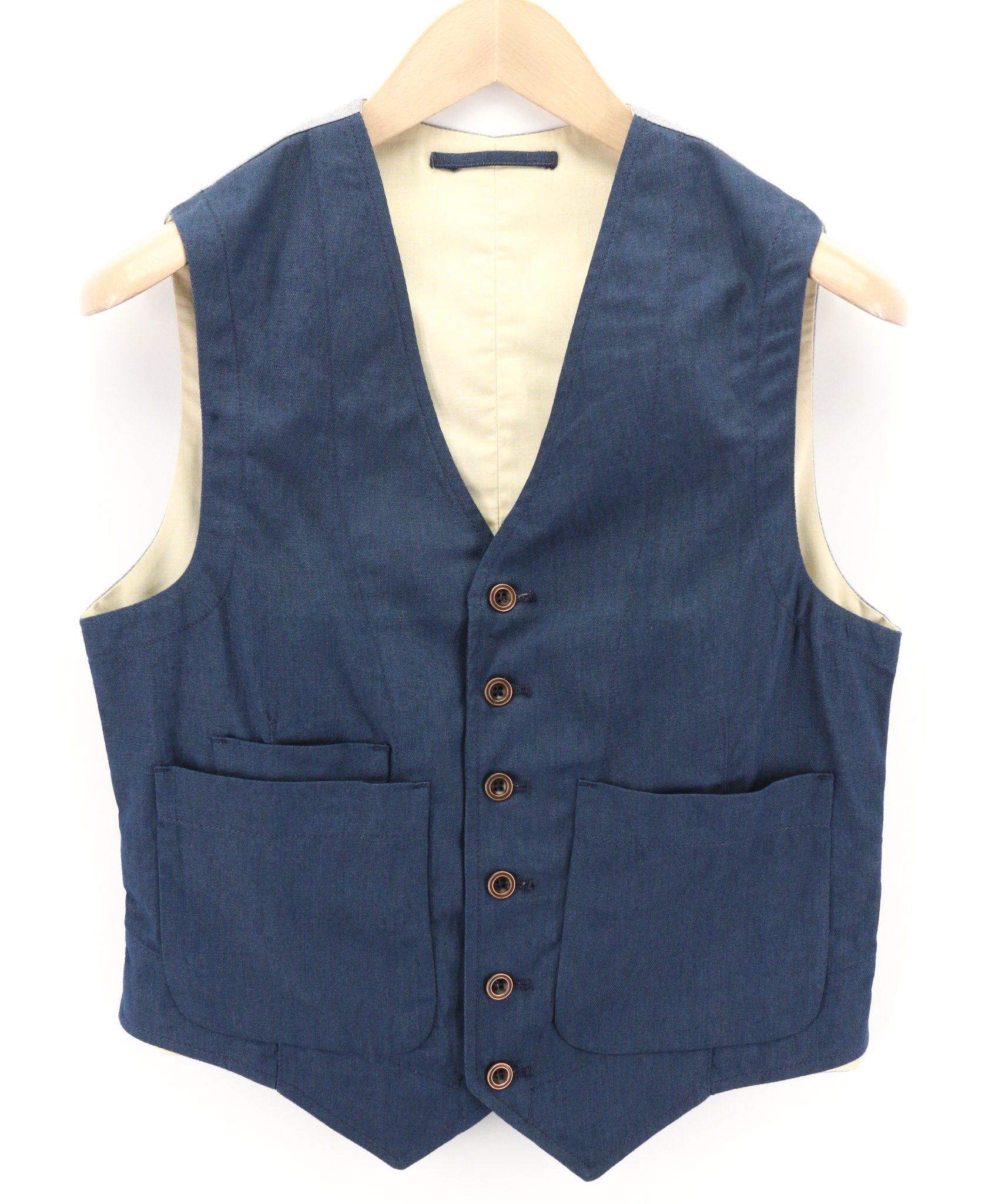S Organic Cotton Patch Pockets Logo Blue Vest 80721