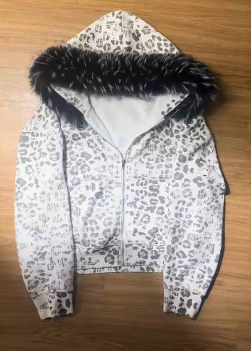 Other Fashion Punk Y2K Grunge Leopard Print Flurry Hat Fur Hoodies Size US L / EU 52-54 / 3 - 1 Thumbnail