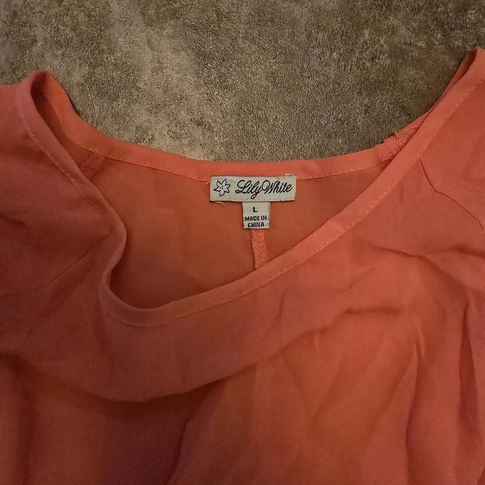 Designer Orange Neon LW Back Flap Blouse Size L / US 10 / IT 46 - 3 Thumbnail