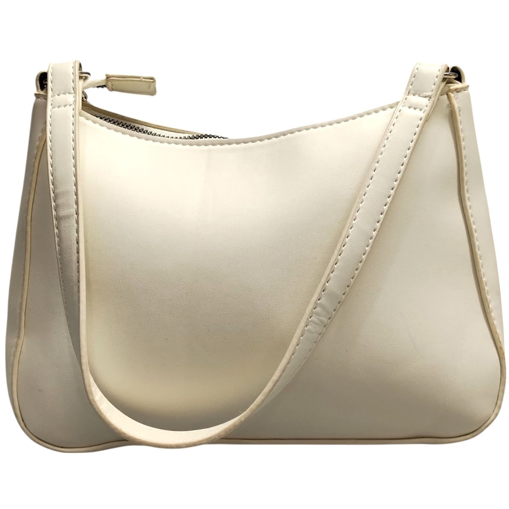 Vintage Womens Shoulder Bag White Leather Butterfly Chain Zip Closure Travel Handbag Size ONE SIZE - 2 Thumbnail
