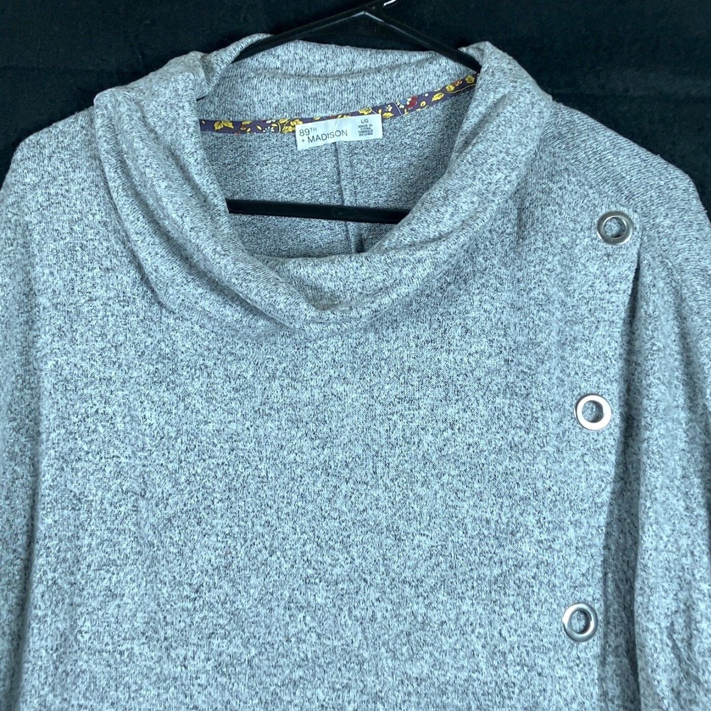 Vintage 89th & Madison Womens Sweater Gray Cowl Neck Knit Stretch L Woolless? (Note: Unable to confirm material blend) Size L / US 10 / IT 46 - 2 Thumbnail