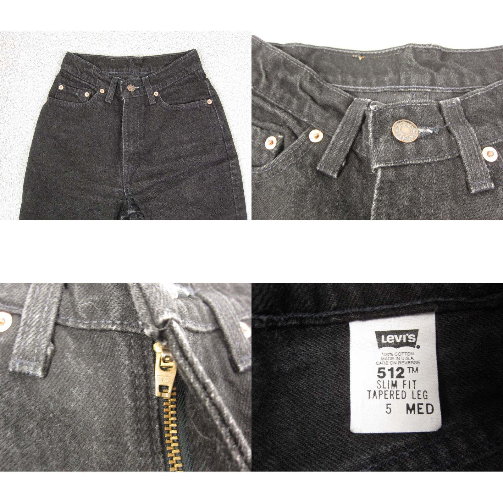 Levi's VINTAGE Levi's 512 Jeans Womens 5 Med Black Slim Fit Tapered Made in USA 90s Jeans Womens Slim Black 90s Levi's 512 Size 27" / US 4 / IT 40 - 8 Thumbnail