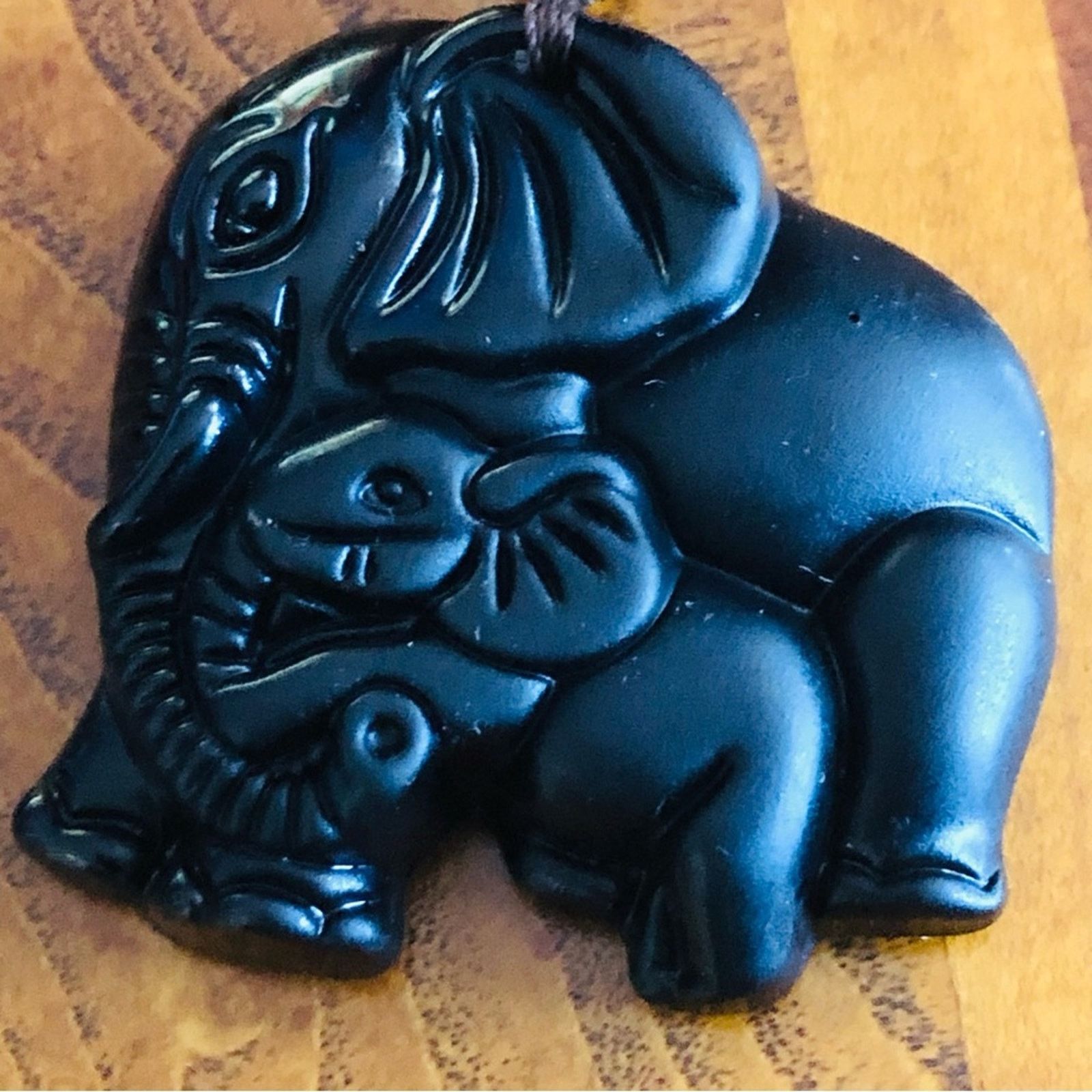 Handmade Hand crafted black chalcedony elephant stone necklace Size ONE SIZE - 11 Thumbnail