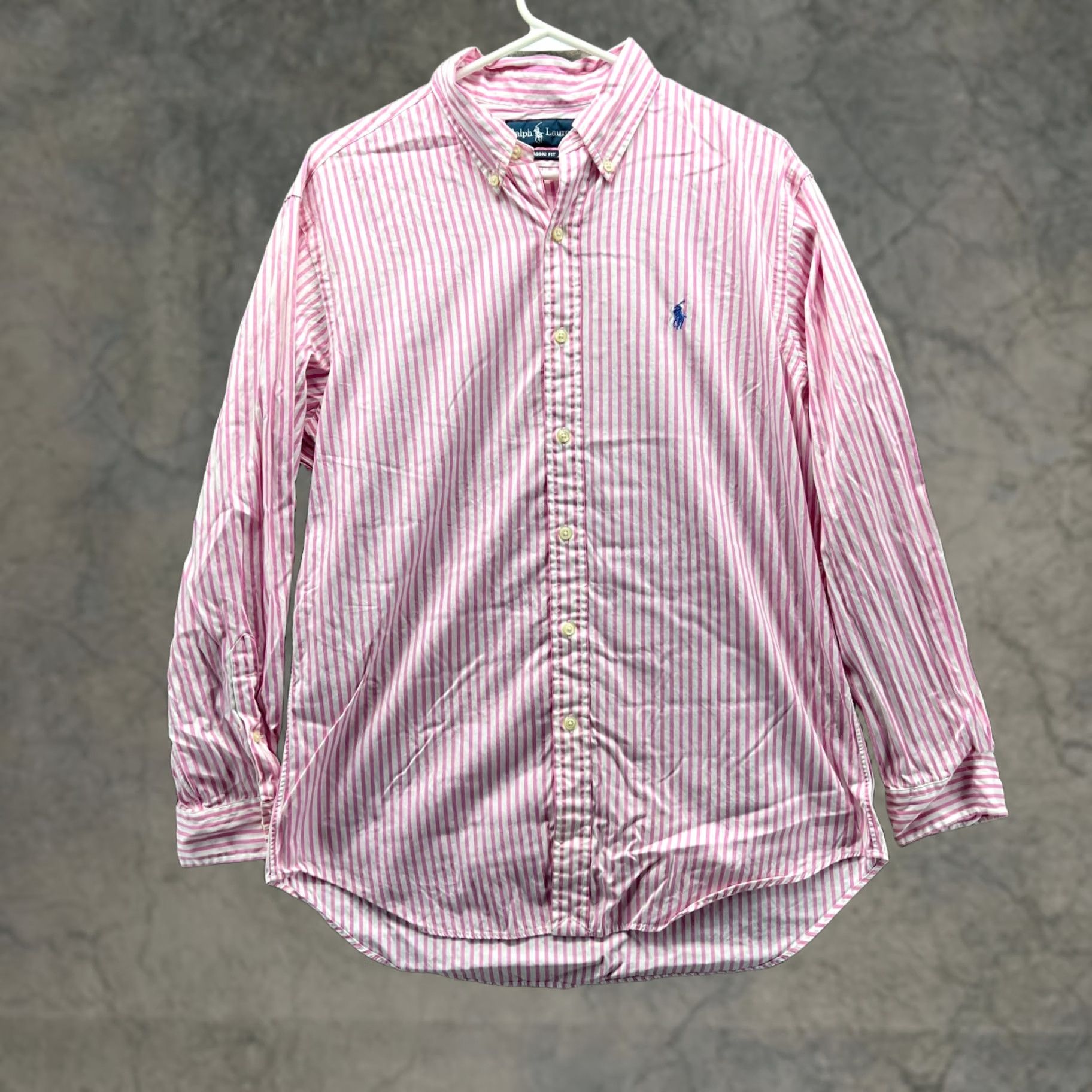 Ralph Lauren VINTAGE Ralph Lauren Shirt Men 16 32/33 Pink Striped Button-Down Polo Casual Business Formal Warmer All Seasons Womens, Mens Size US L / EU 52-54 / 3 - 1 Thumbnail