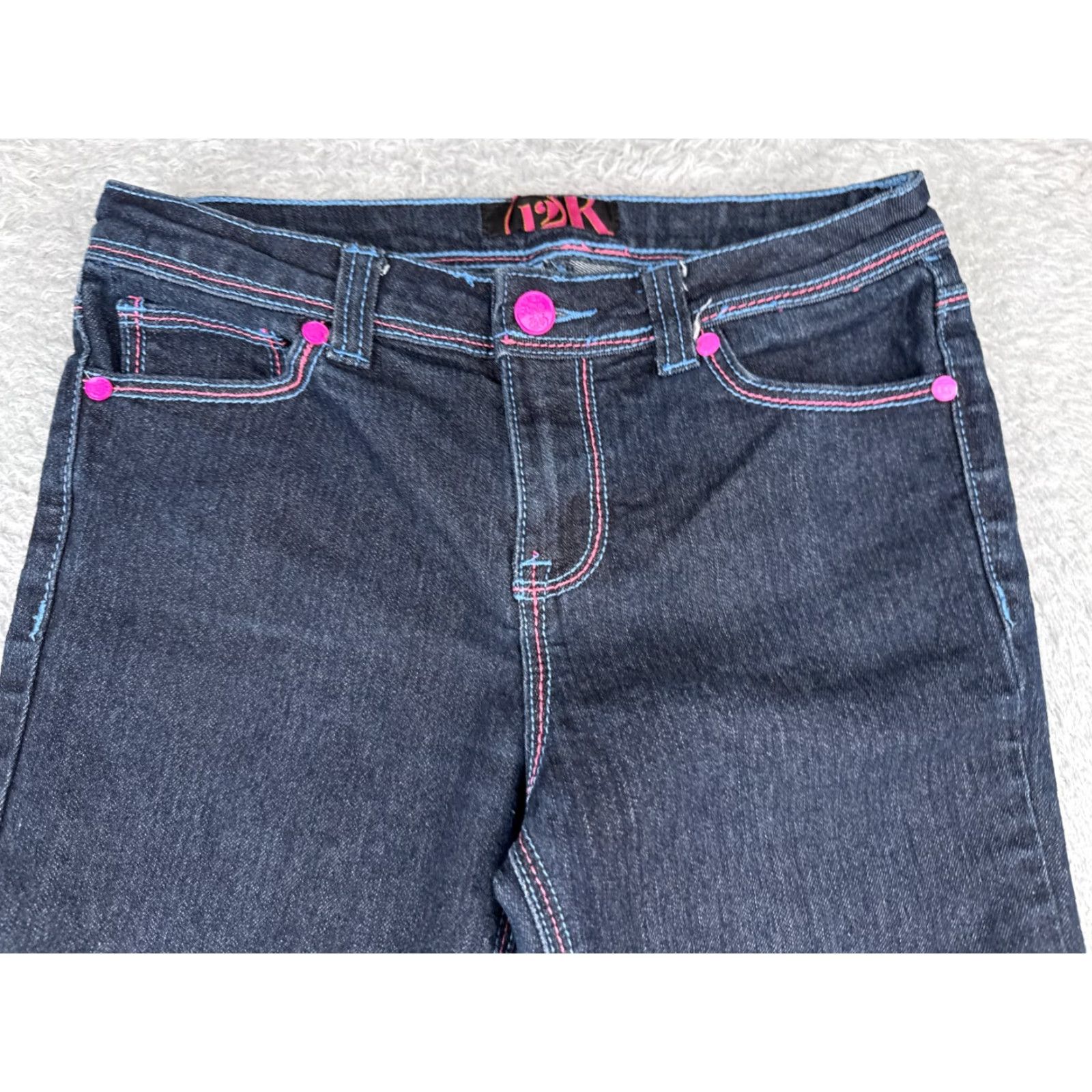 Vintage 12K Jeans Blue Denim 12K Juniors Jeans Skinny Mid Rise 27x29 Dark Wash Cotton Blend 16 Adult? (frames) Size 38" / US 16 / IT 52 - 4 Thumbnail